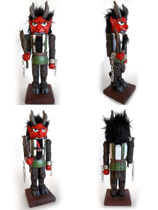 Krampus Nutcracker Statue, Hand Painted Resin Sculpture | Mythical Creature Figurine | Unique Dark Christmas Demon, Gothic Folklore Decor