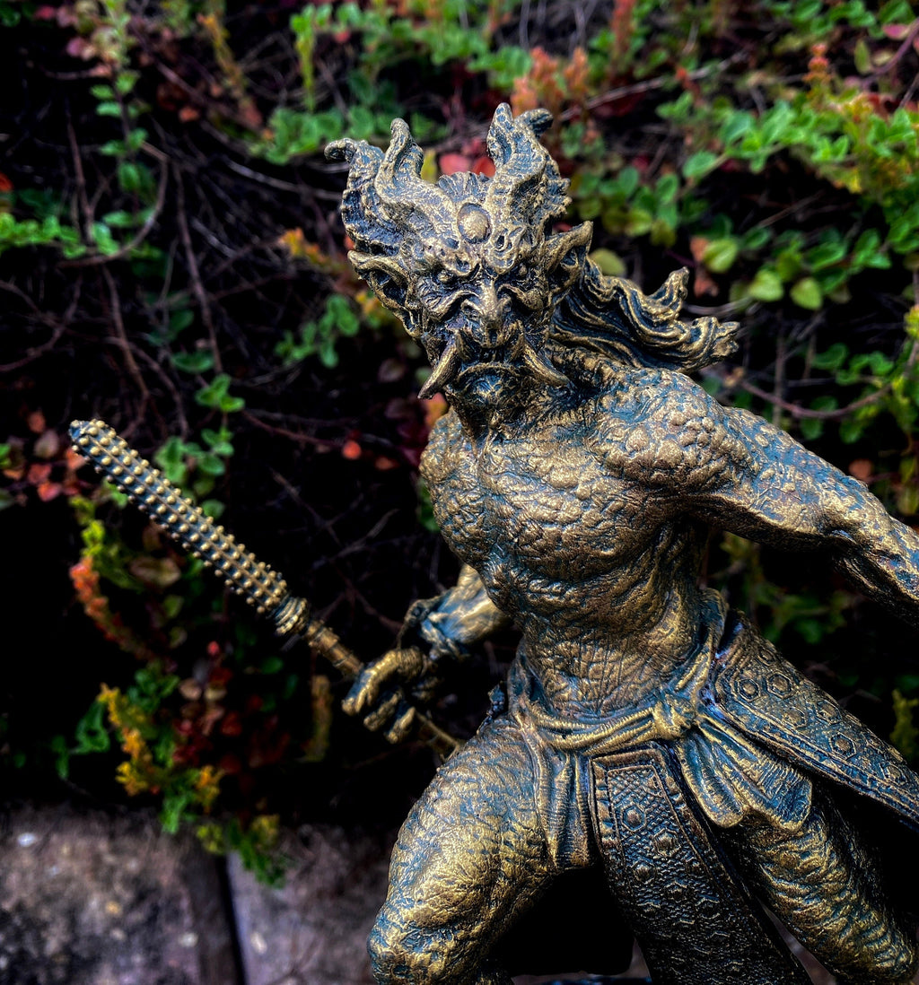 Oni Statue, Hand Painted Resin Sculpture | Mythical Creature Figurine | Unique Legendary Japanese Monster Figurine. Fantasy Art Gift