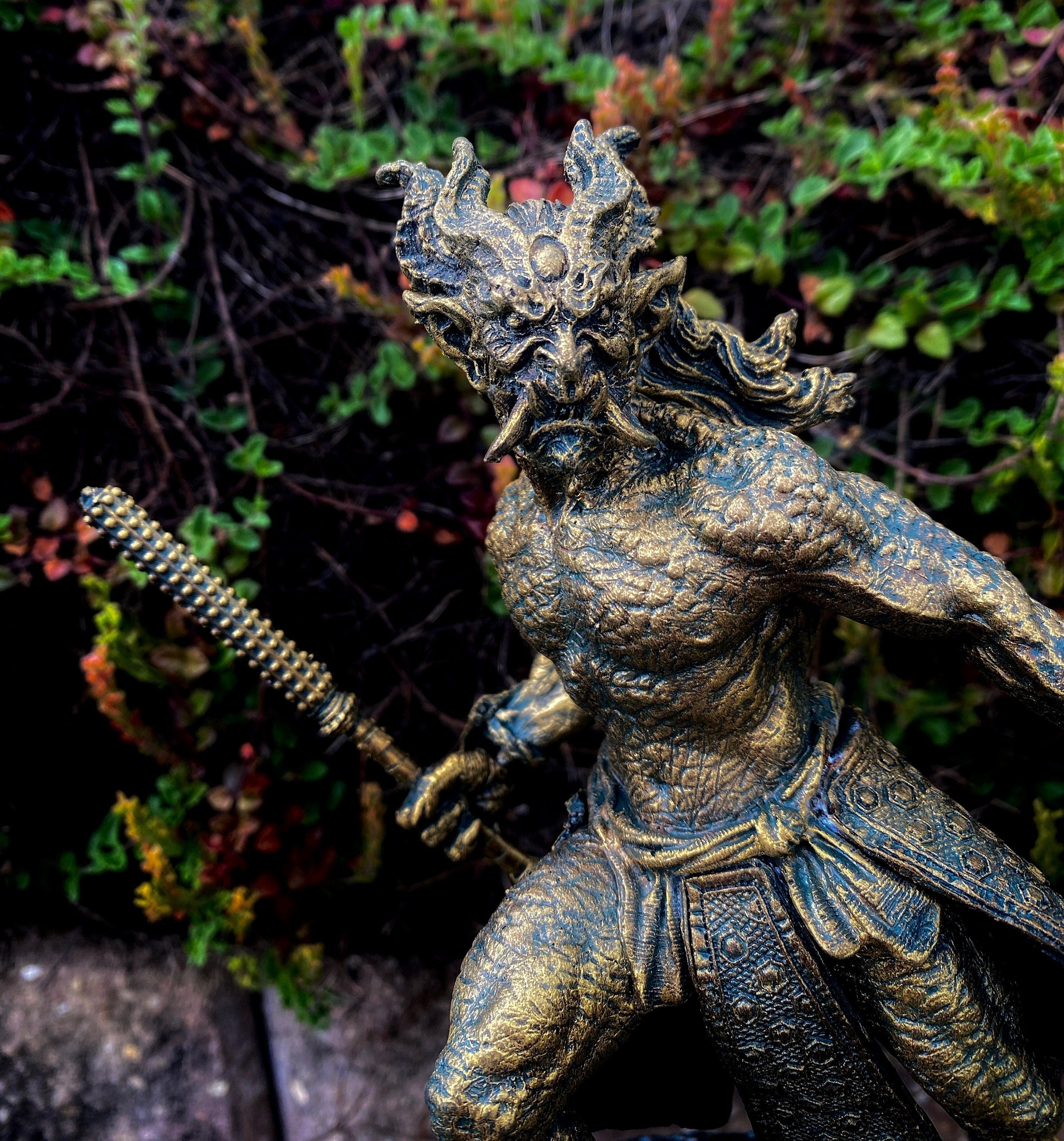 Oni Statue, Hand Painted Resin Sculpture | Mythical Creature Figurine | Unique Legendary Japanese Monster Figurine. Fantasy Art Gift