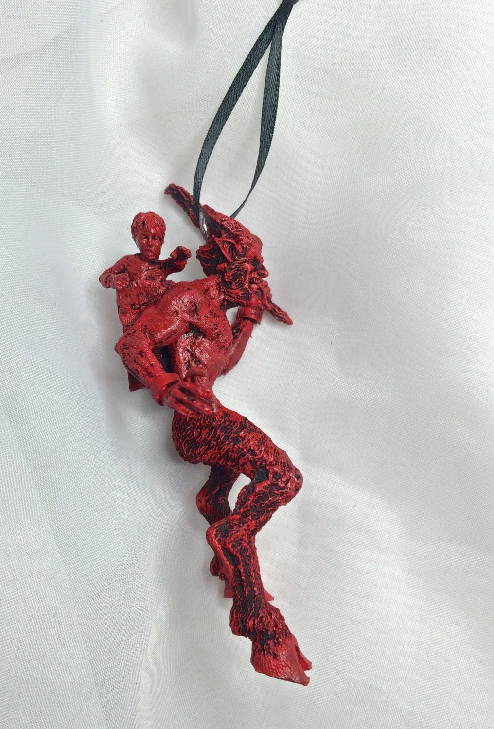 Krampus Ornament, Hand Painted Resin Sculpture | Mythical Creature Figurine | Unique Dark Christmas Demon, Gothic Folklore Holiday Ornament