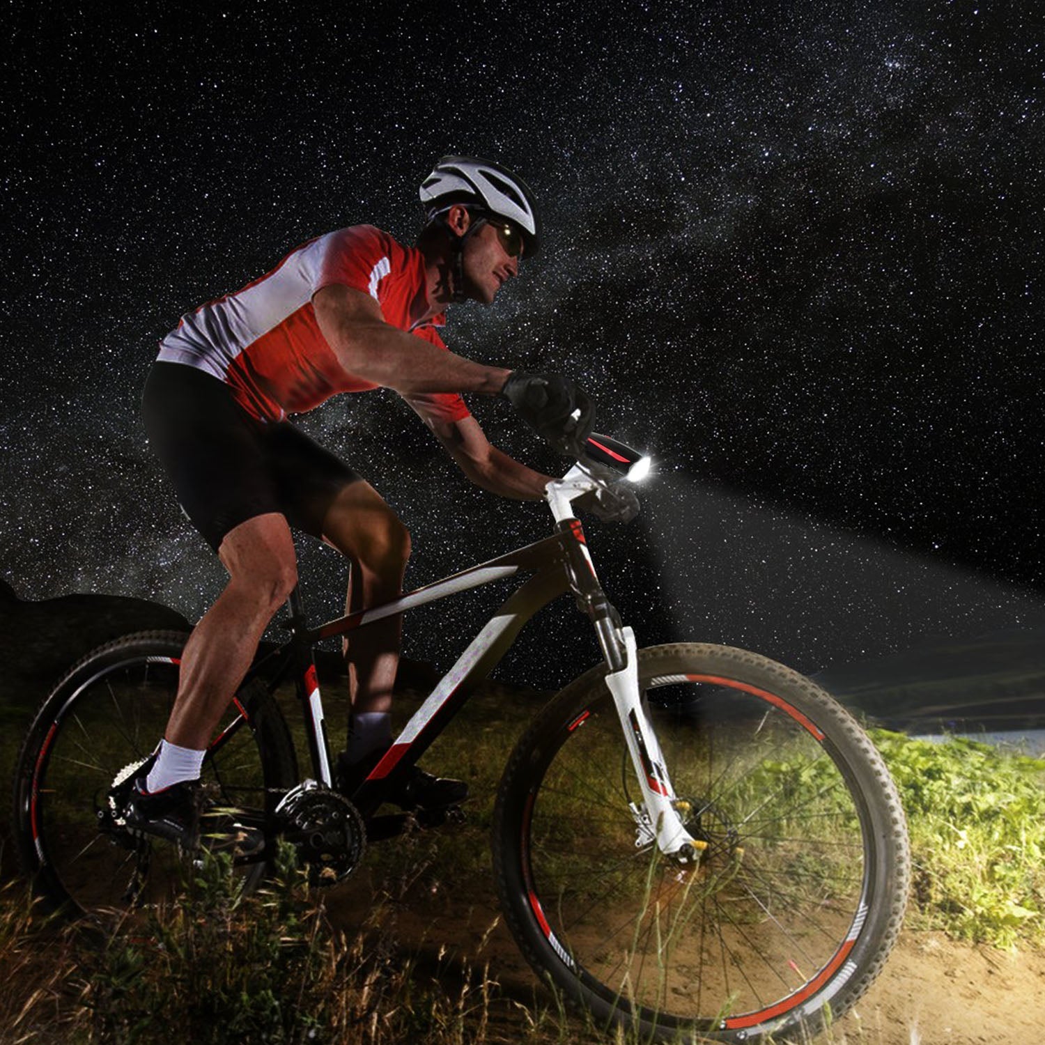 10000lm Bike Headlight USB Rechargeable LED Bicycle Front Light Rear Tail Light with 130dB Loud Horn