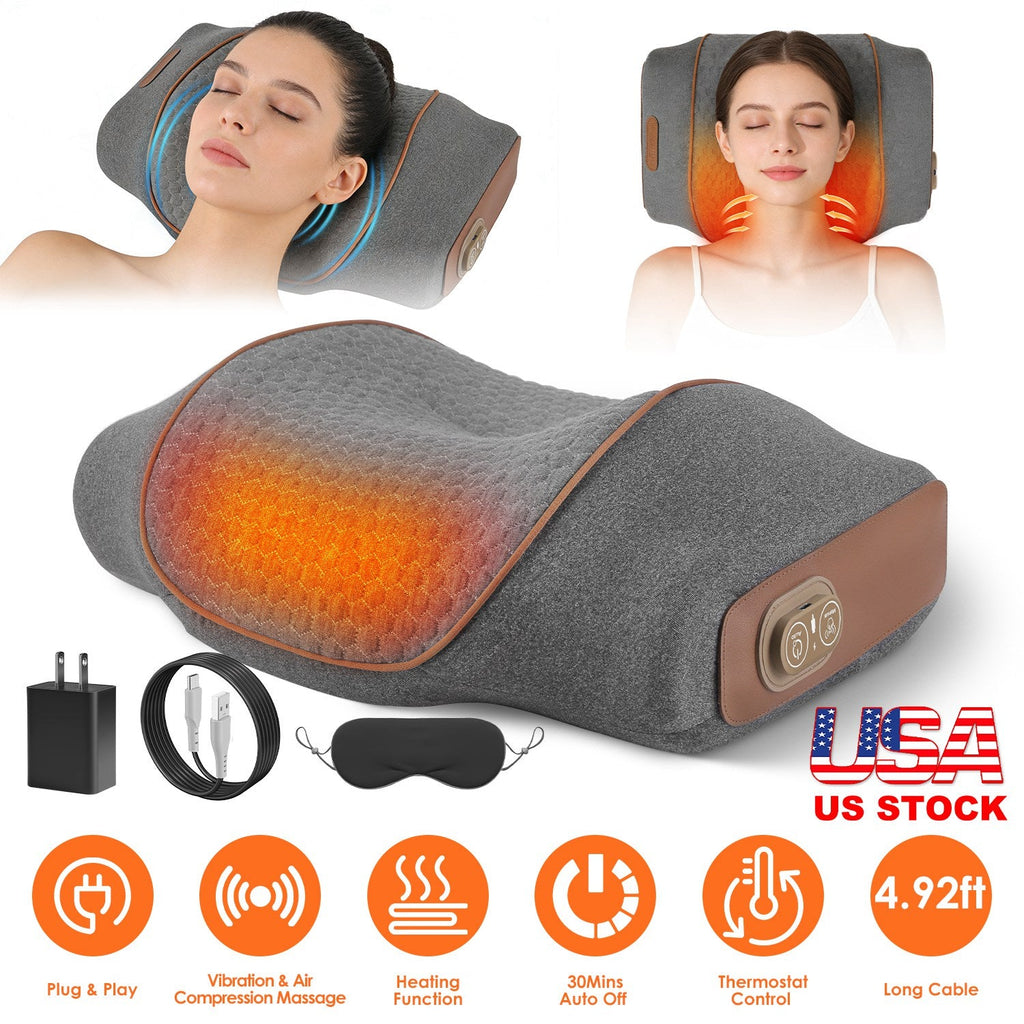 3-in-1 Neck Massager Pillow Ergonomic Massager with Heating Vibration Air Compression 30Min Timer for Neck Back Shoulder Pain Relief