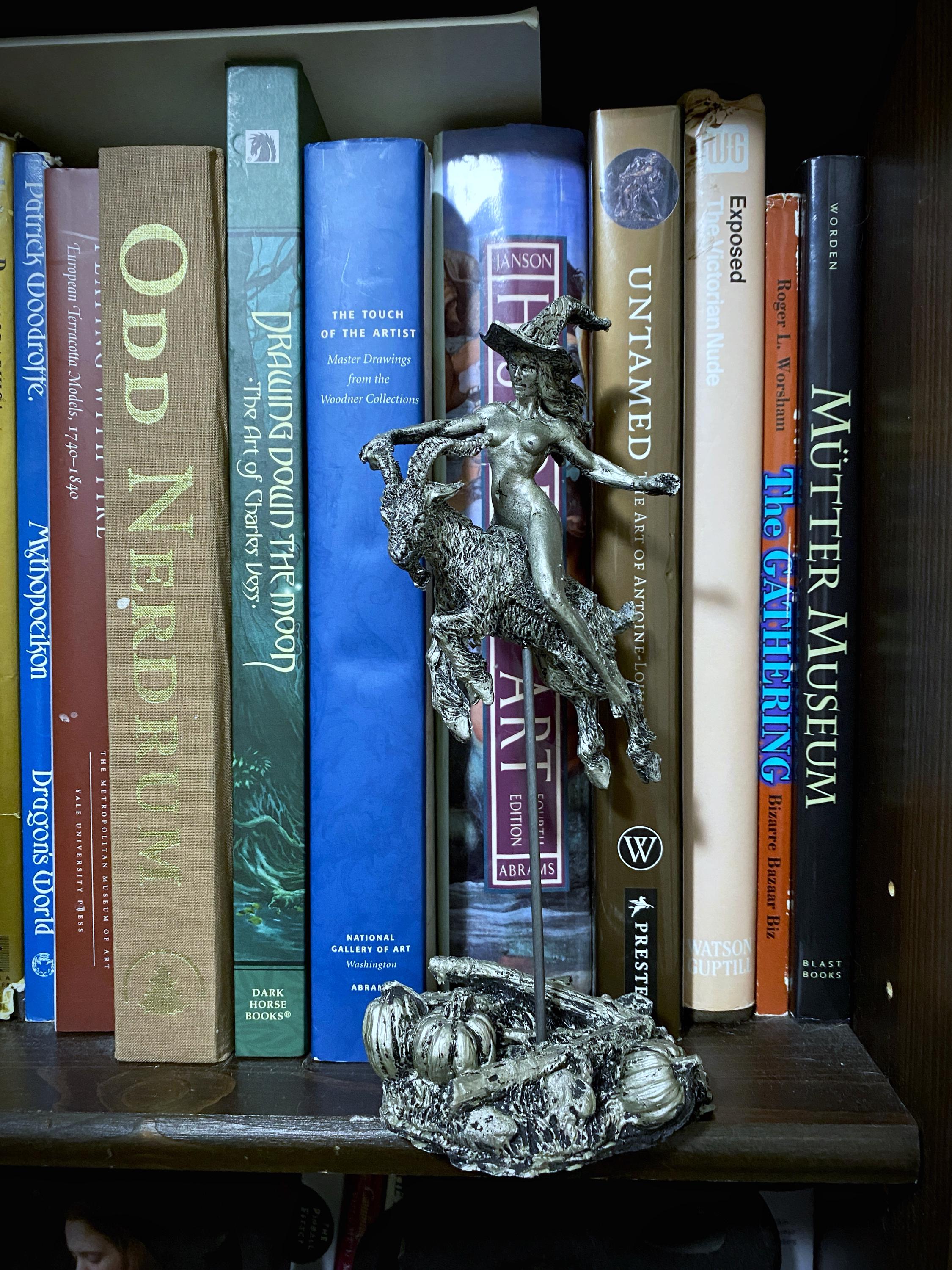 Witch’s Sabbath: Goat Rider Statue, Hand Painted Resin Sculpture | Pagan Folklore Witchcraft Figurine | Witchy Art for Gothic Home Decor