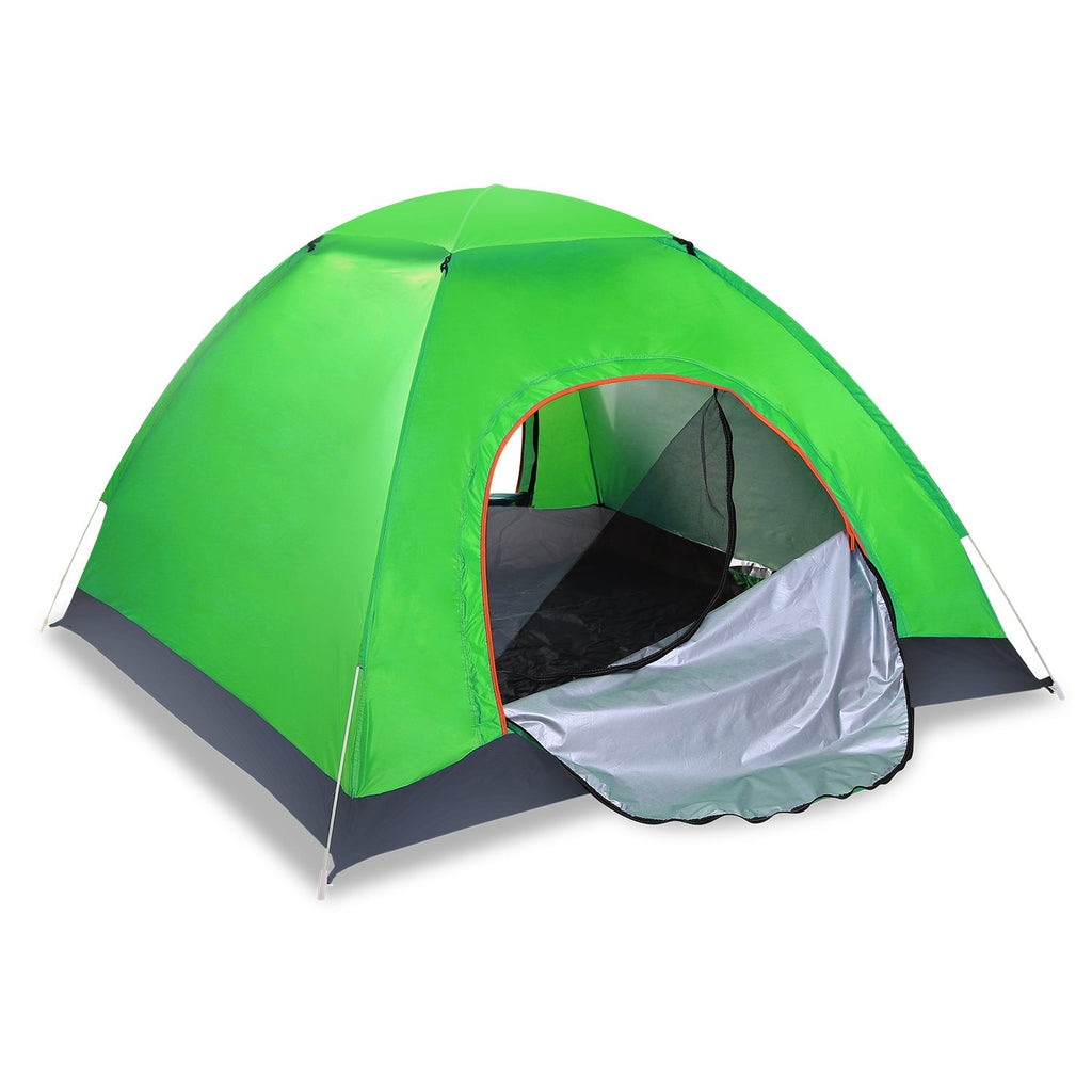 4 Persons Camping Waterproof Tent Pop Up Tent Instant Setup Tent w/2 Mosquito Net Doors Carrying Bag Folding 4 Seasons for Hiking Climbing Adventure F