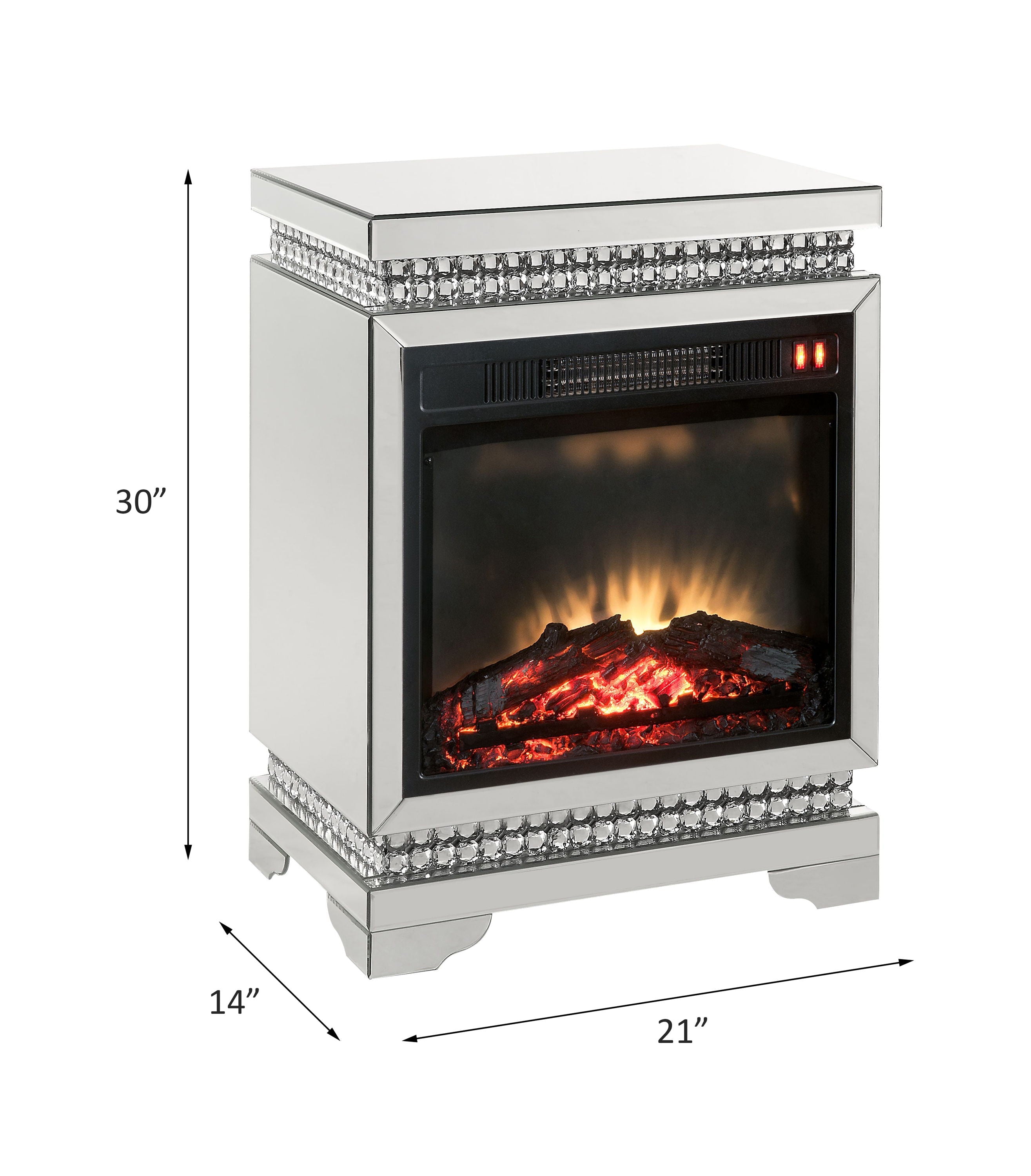 Lotus - Fireplace - Mirrored & Faux Ice Cube Crystals