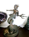 Merman/ Triton Statue, Hand Painted Resin Sculpture | Mythical Creature Figurine | Unique Legendary Male Mermaid Figurine. Fantasy Art Decor
