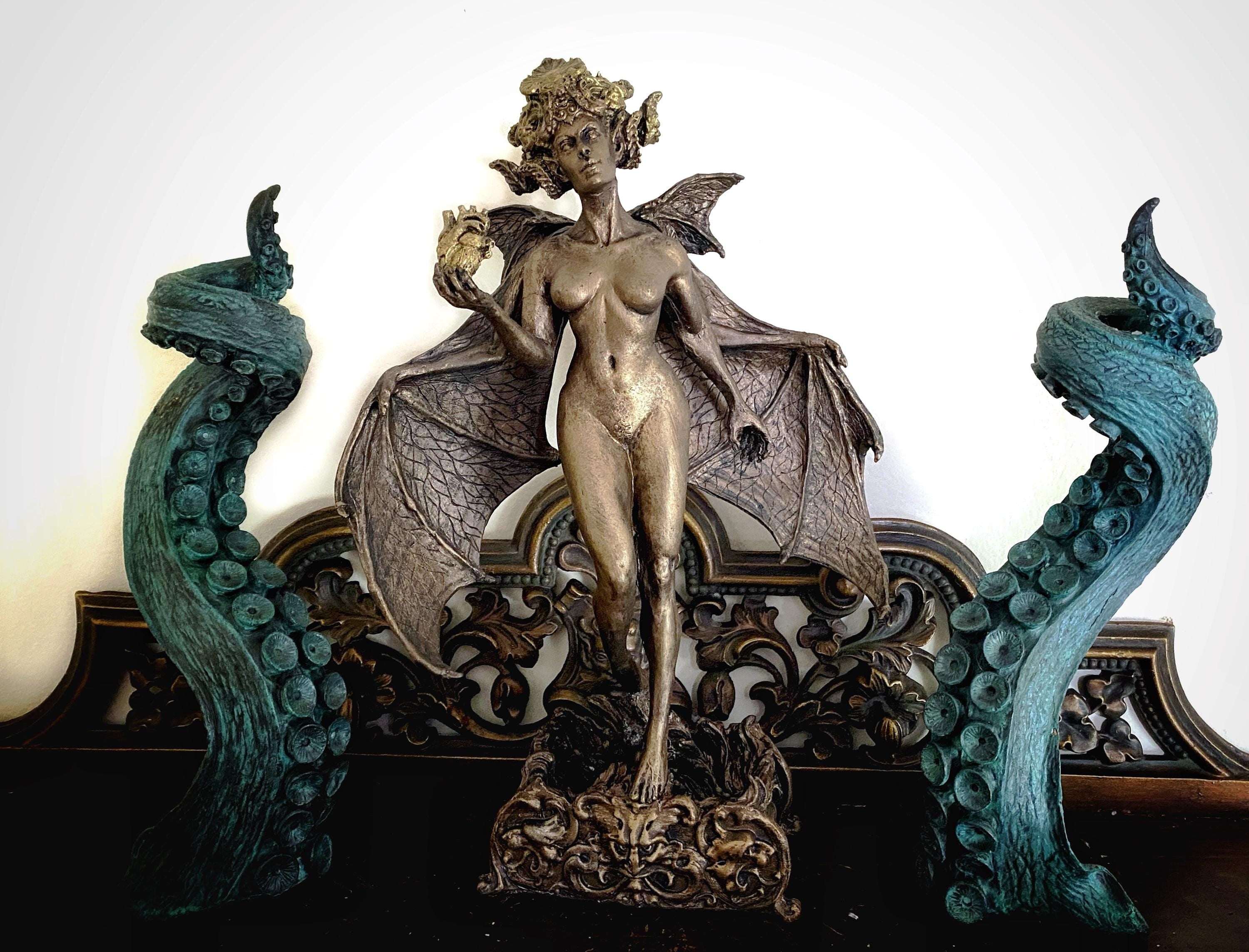 Lilith Statue, Hand Painted Resin Sculpture | Mythic Goddess Figurine |Myths and Legends Character |Altar Statue for Gothic Home Decor