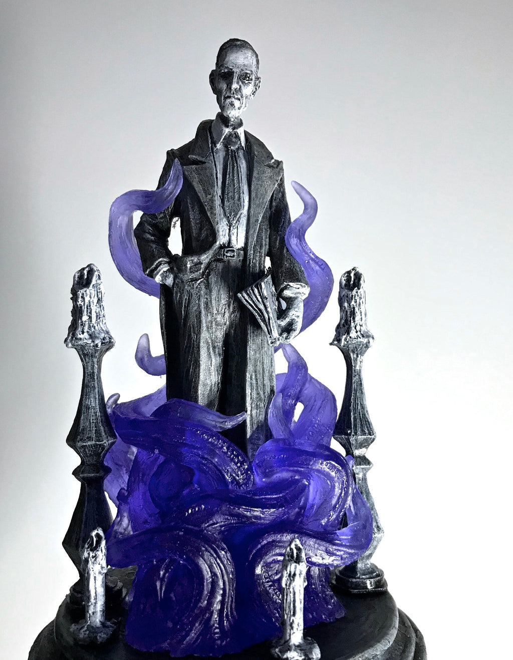 H.P. Lovecraft Statue, designed with Abigail Larson, Purple Tentacles