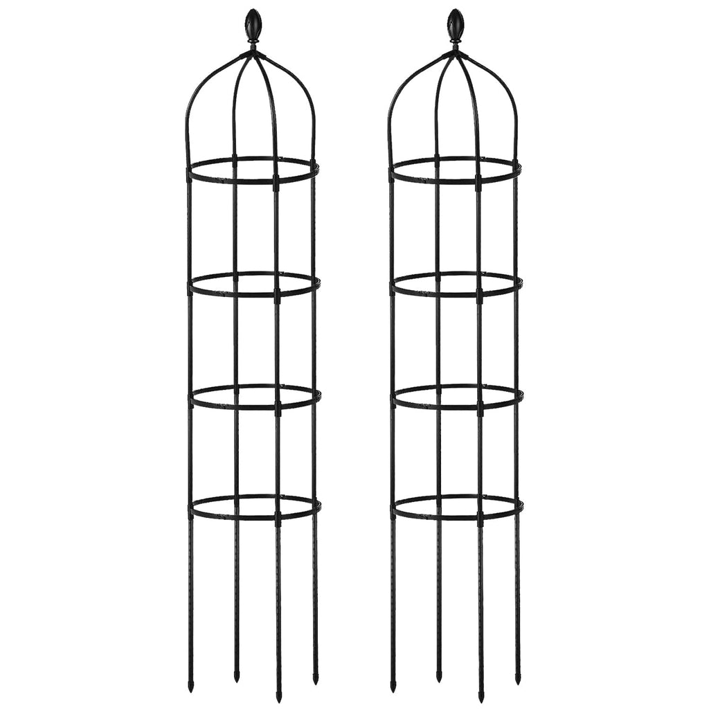 2 Packs Garden Obelisk Trellis 5.9FT Plants Tower for Climbing Plants Flower Vegetable Vine Support Rustproof Garden Plant Trellis Black