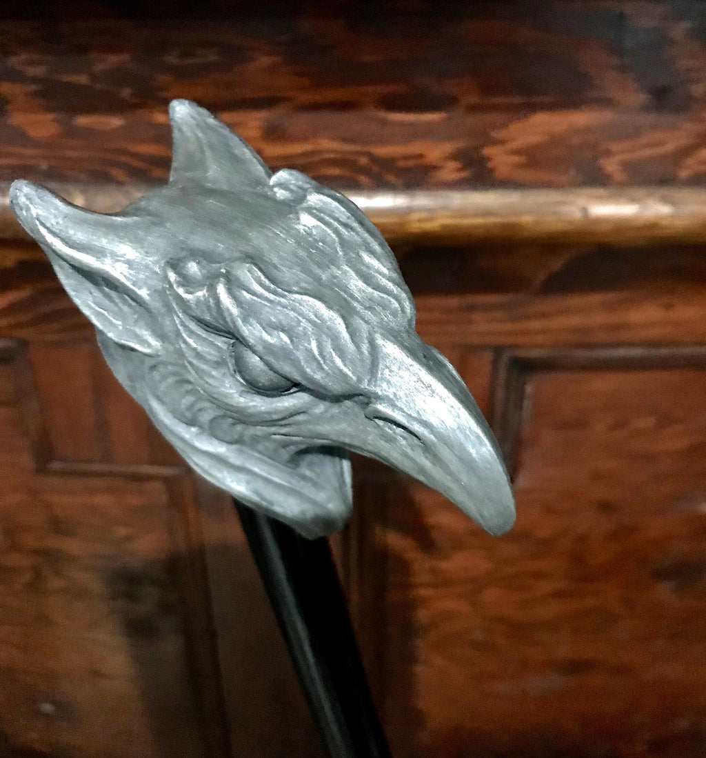 Griffin Cane, Hand Sculpted Walking Stick | Medieval Gothic Cane | Fantasy Cosplay Gryphon Head Cane, Gothic Accessory