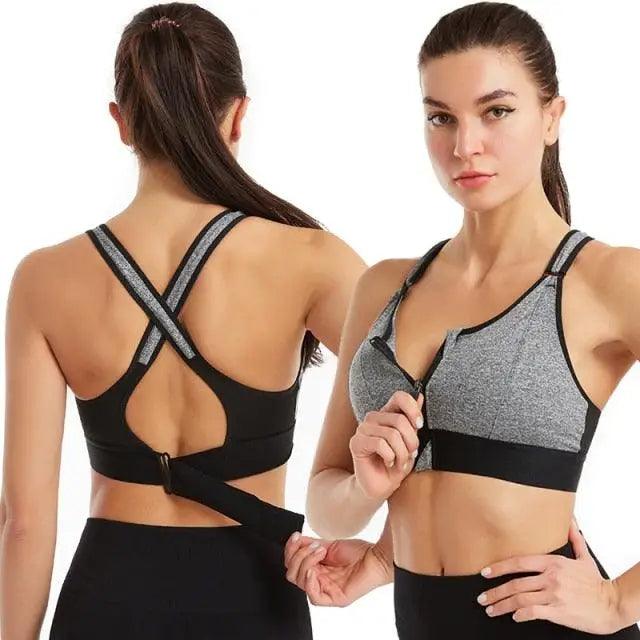 Adjustable Woman Modern Sports Bra Sportswear Crop Top Belt Zipper Yoga Running Comfortable Bras Push Up Gym Equipment