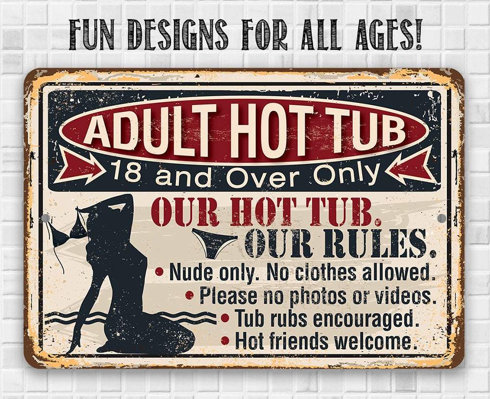 Adult Hot Tub - Metal Sign