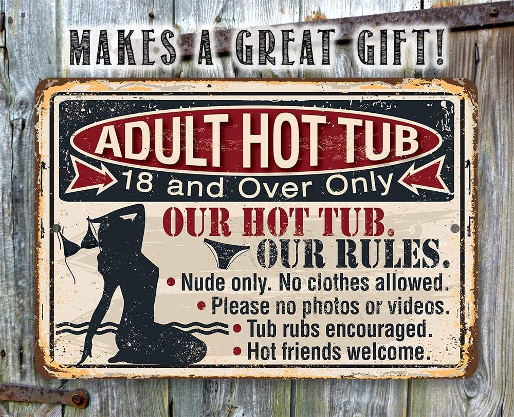 Adult Hot Tub - Metal Sign
