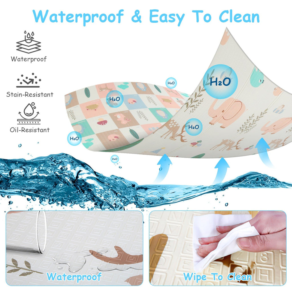 5.9x6.5FT Foldable Baby Play Mat Extra Large Waterproof Activity Playmat For Floor With Carrying Bag Reversible Foam Baby Mat For Babies Toddlers Infa