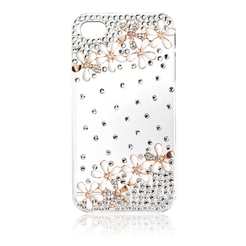 Transparent Bling Flower Rhinestone Case for iPhone 4/4S
