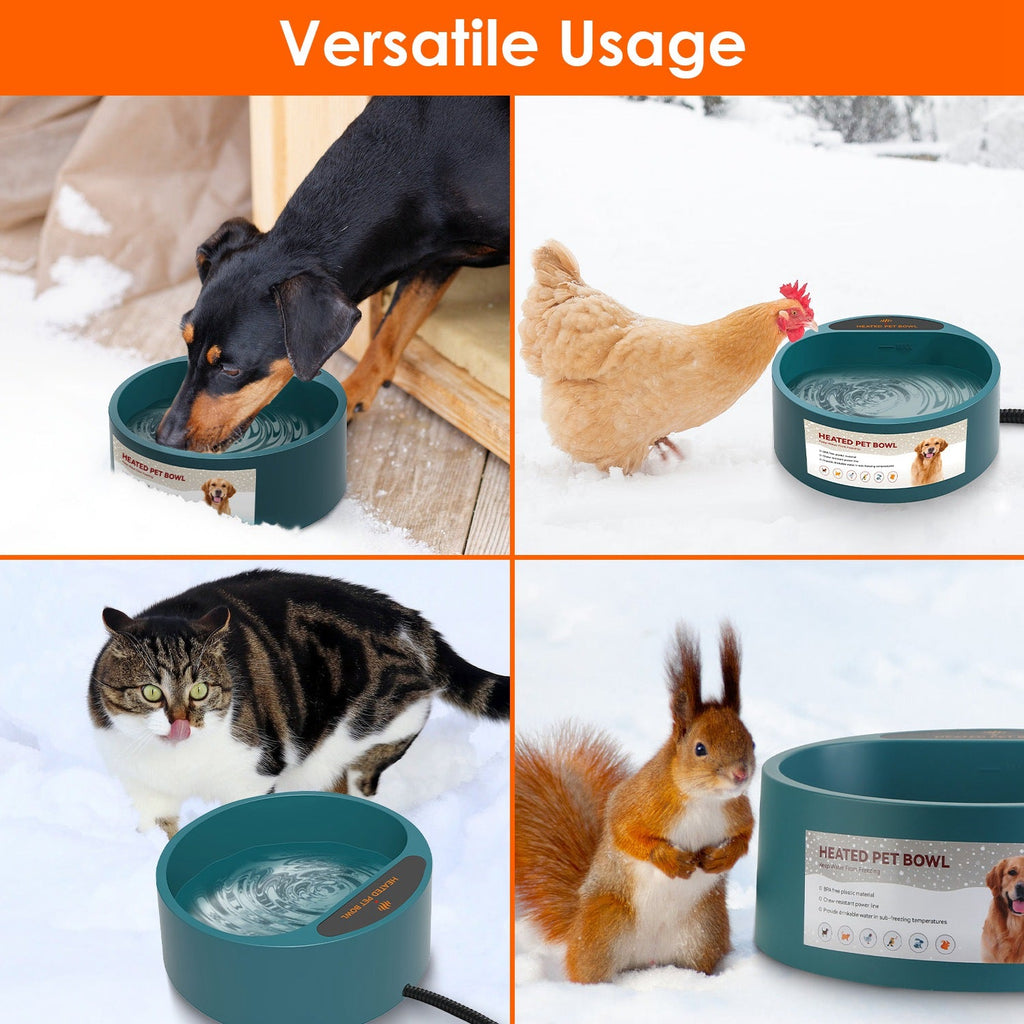 Heated Water Bowl for Dog Cat 74.4OZ Heating Water Dish IP67 Waterproof Thermal Water Bowl Heated Pet Bowl Dog Cat Water Feeder Bowl for Dog Cat Rabbi