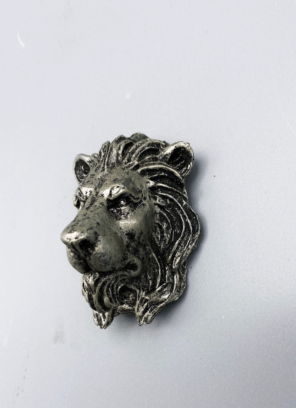 Lion's Head Magnet, Hand Painted Resin Sculpture | Mythic Fantasy Decor | Lion Magnet for Fantasy and Gothic Decor