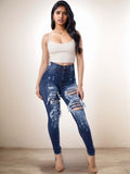Women's Ripped High Waist Jeans – Trendy Distressed Denim Pants