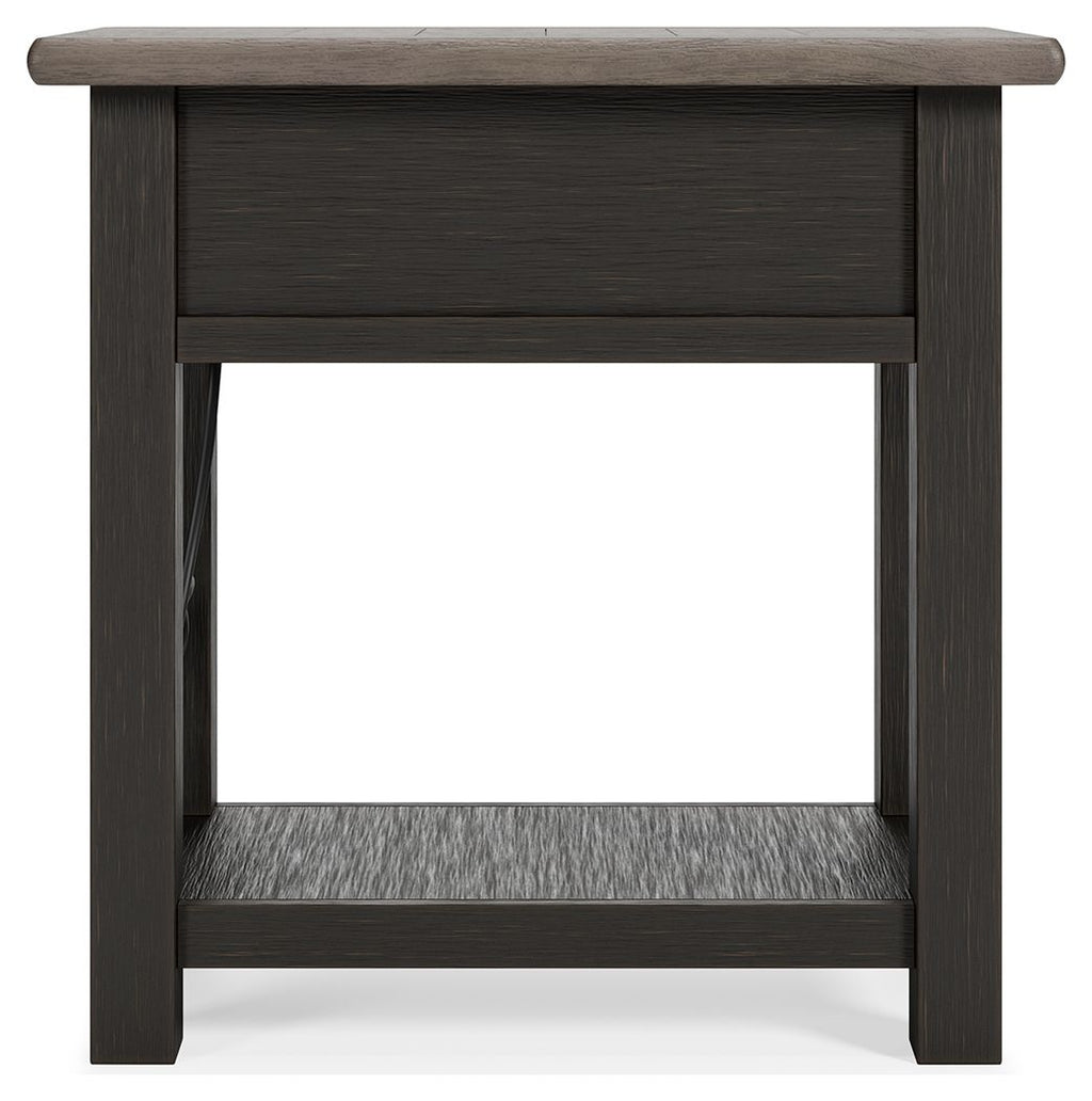 Tyler Creek - Chair Side End Table - Black / Gray