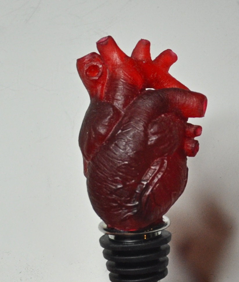 Anatomical Heart Winestopper, Hand Painted Resin | Gothic Medical Decor, Anatomy Heart Bottle Stopper |Fantasy Gothic Wine and Barware Gift