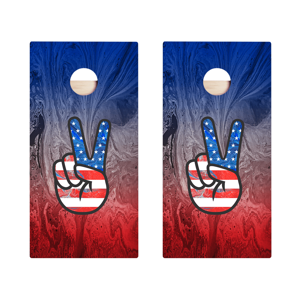 American Flag Peace Sign Star Cornhole Boards