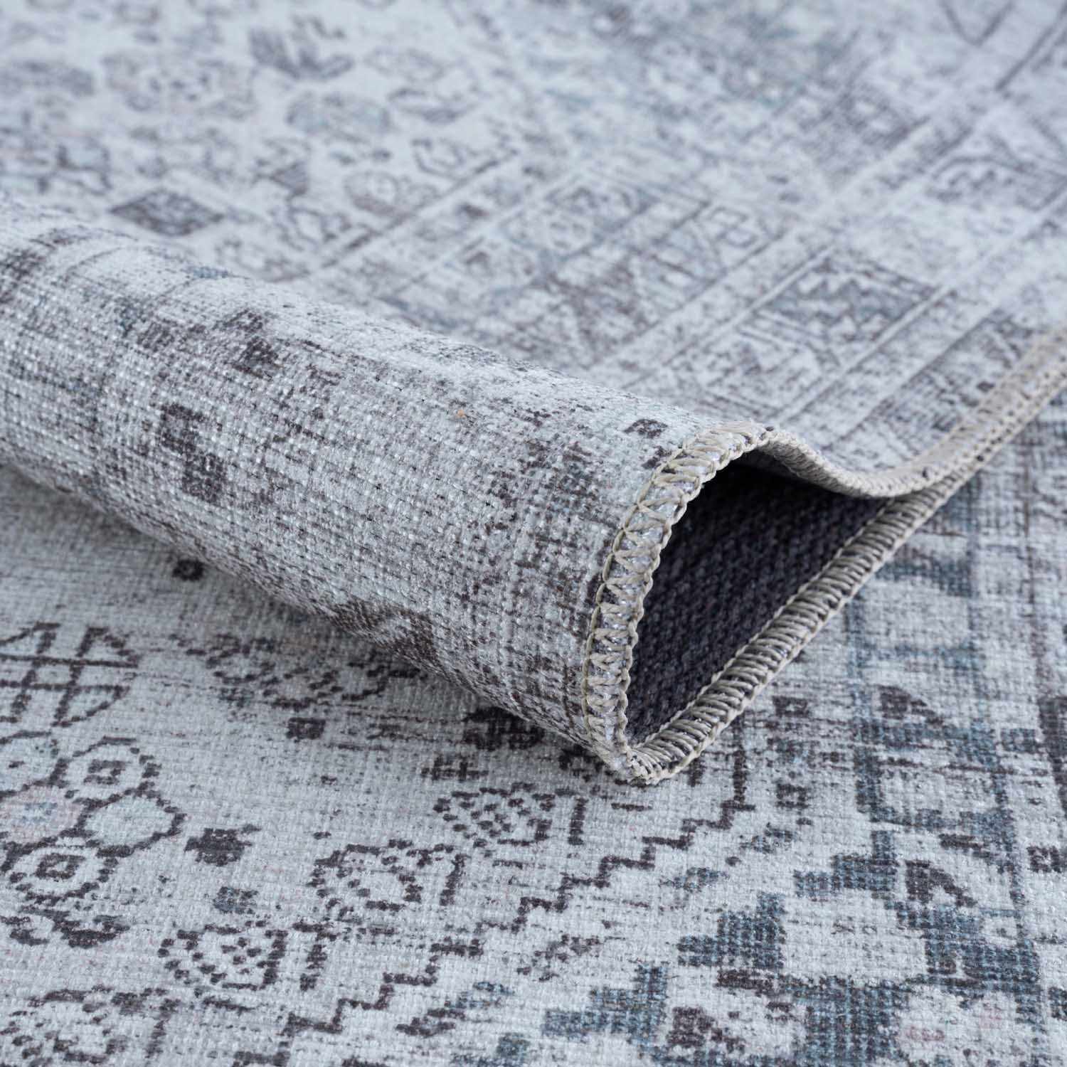 Barny Gray Denim Washable Rug - Clearance
