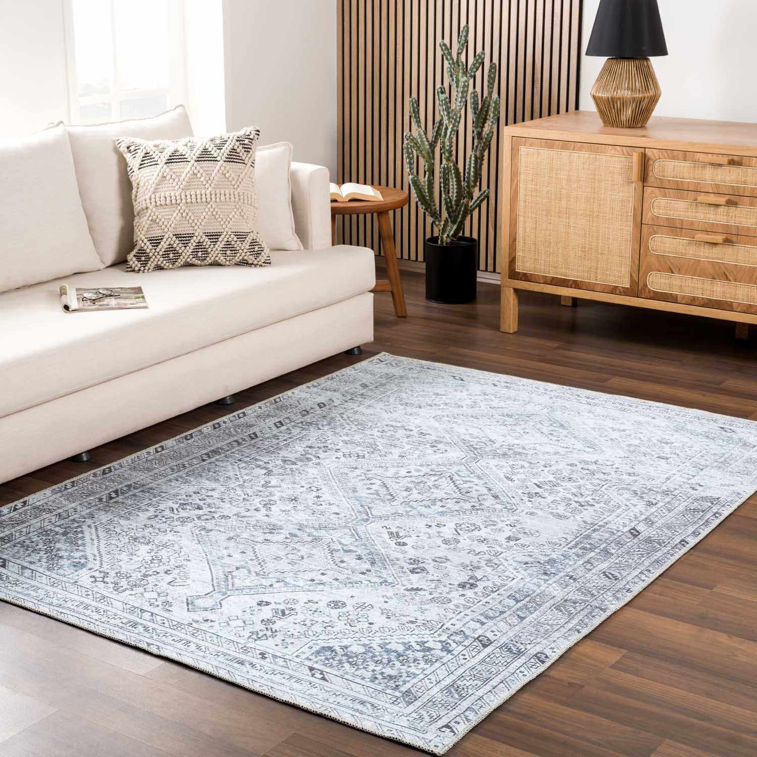 Barny Gray Denim Washable Rug - Clearance