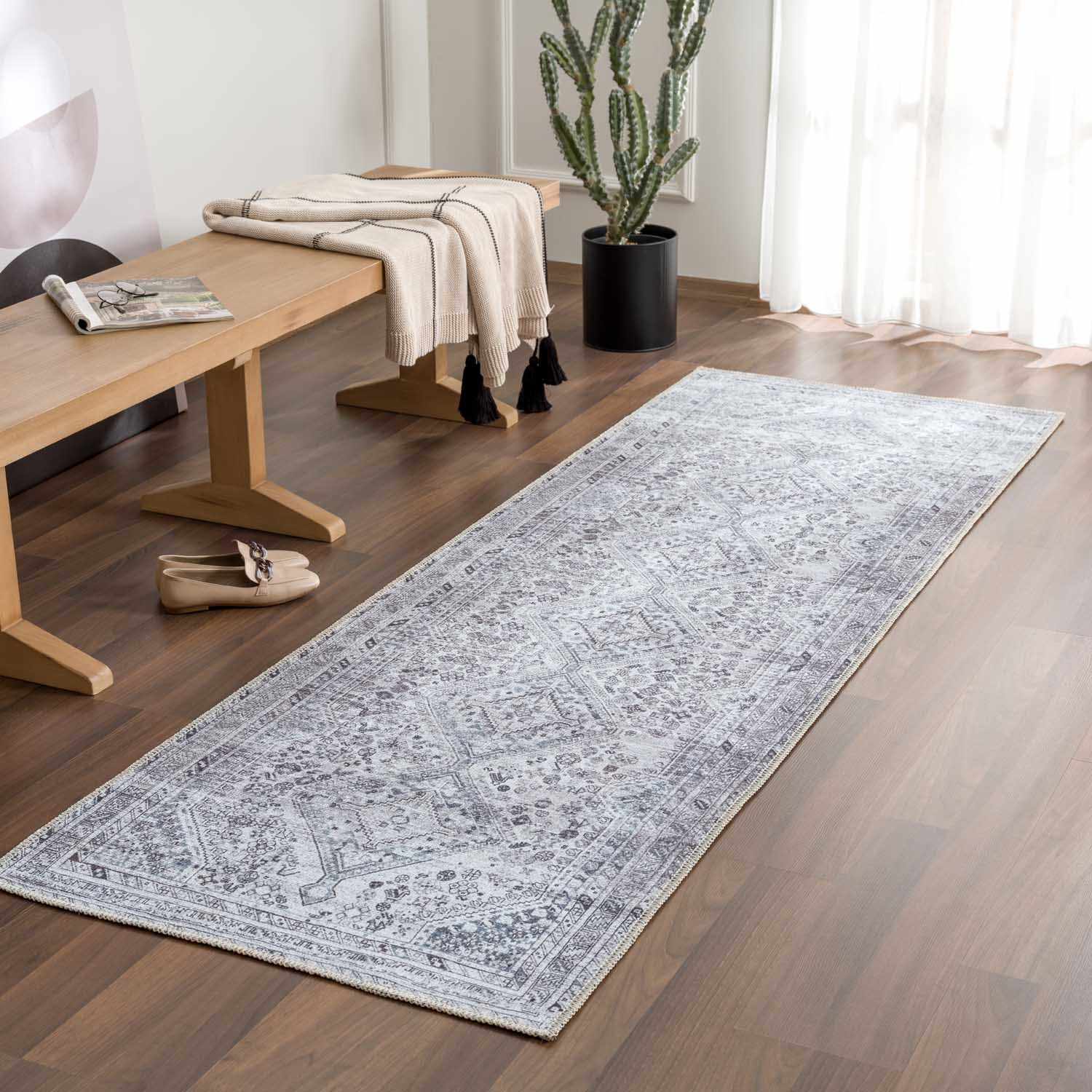 Barny Gray Denim Washable Rug - Clearance