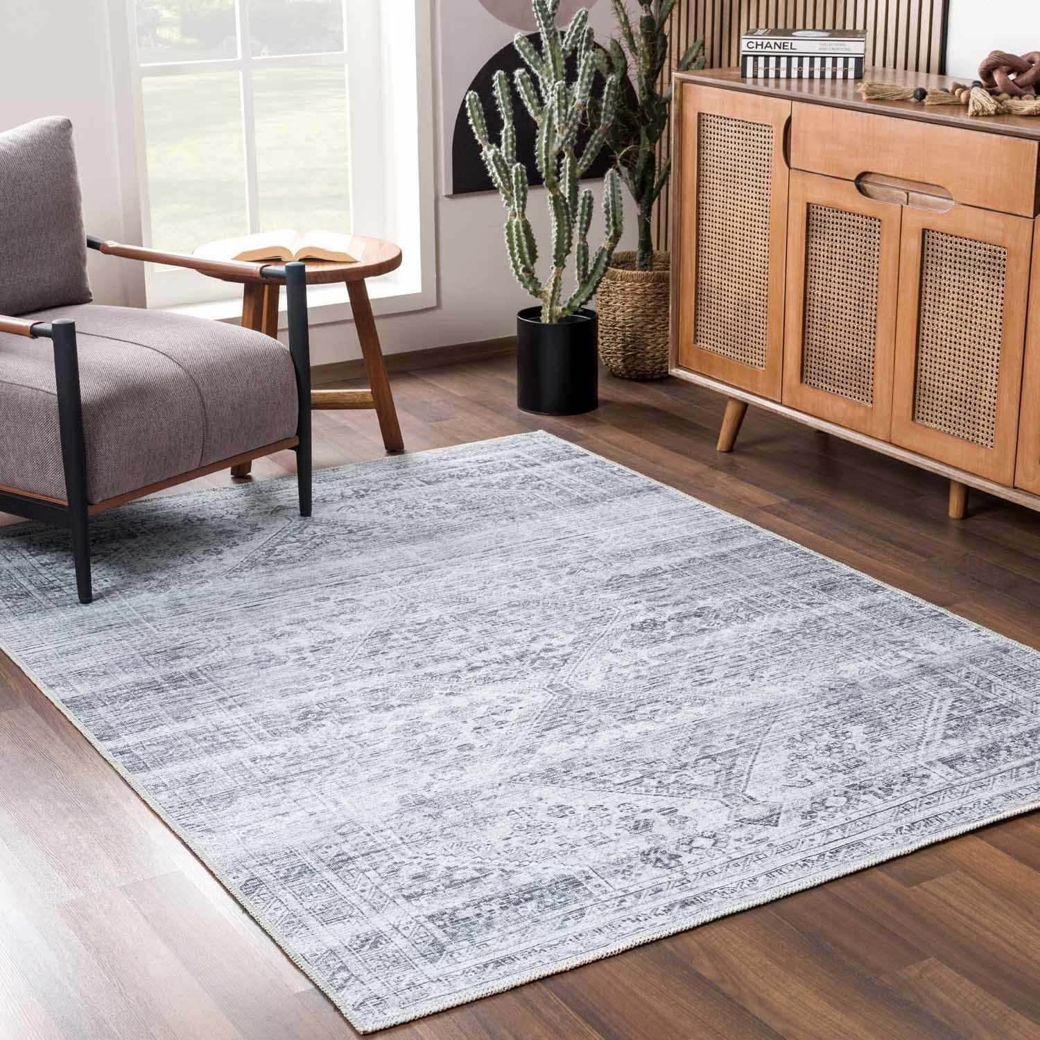 Barny Gray Blue Washable Rug - Clearance