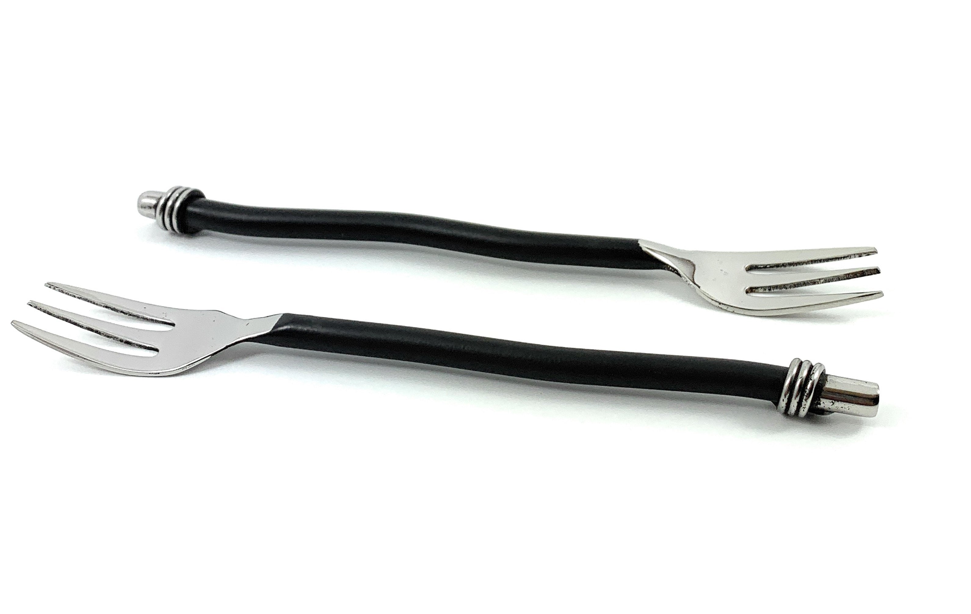 Cocktail Forks Set of 6 (Black Twisted Handle)