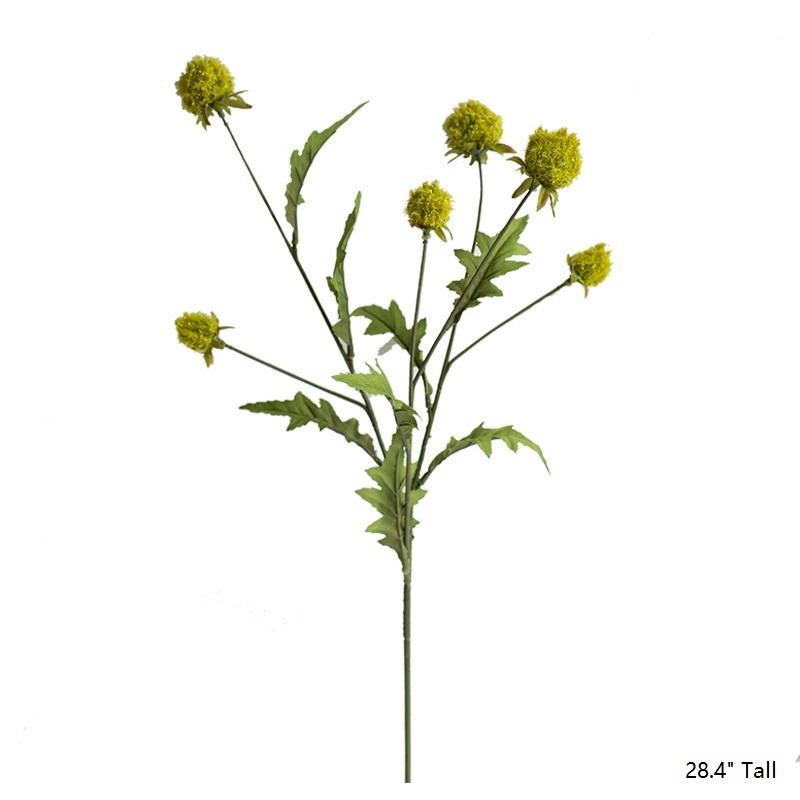 Faux Silk Artificial Flower Pompom Stem 28" Tall