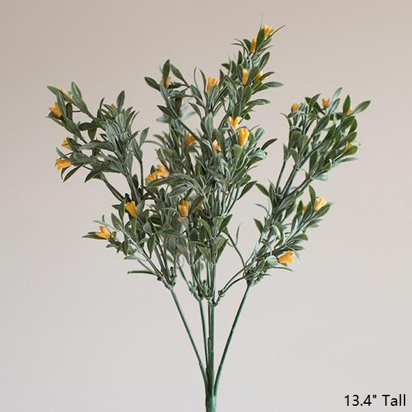 Artificial Plant Silk Small Orchid Stem Set in Yellow 13" Tall