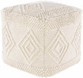 Aveley Beige Cotton Knitted Pouf