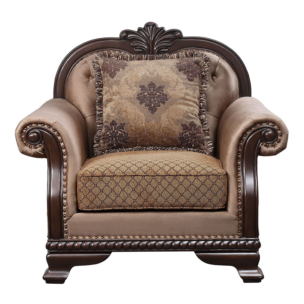 Chateau De Ville - Chair With Pillow (Same Lv01590) - Fabric & Espresso