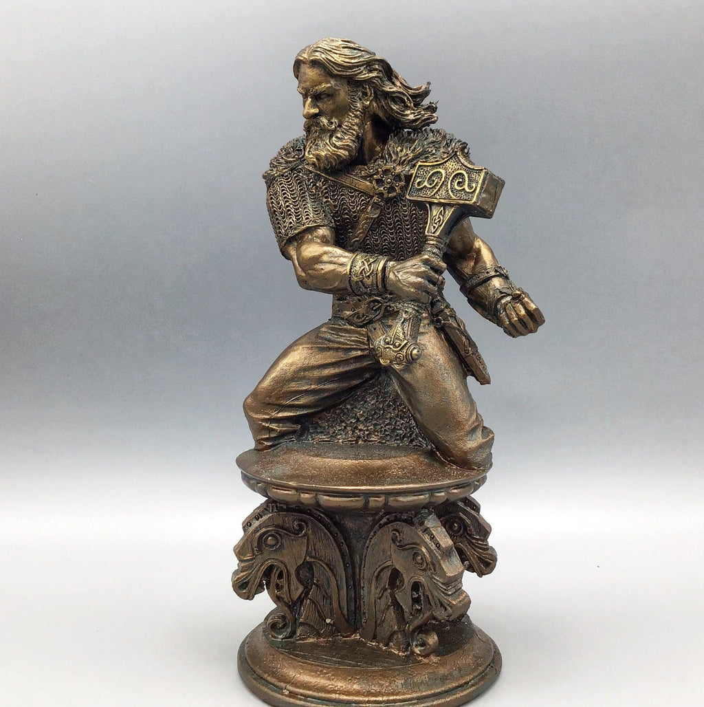 Thor Bust, Hand Painted Resin Sculpture | Norse Mythology Figurine | Myths and Legends God of Thunder Statue, Fantasy Art Home Decor