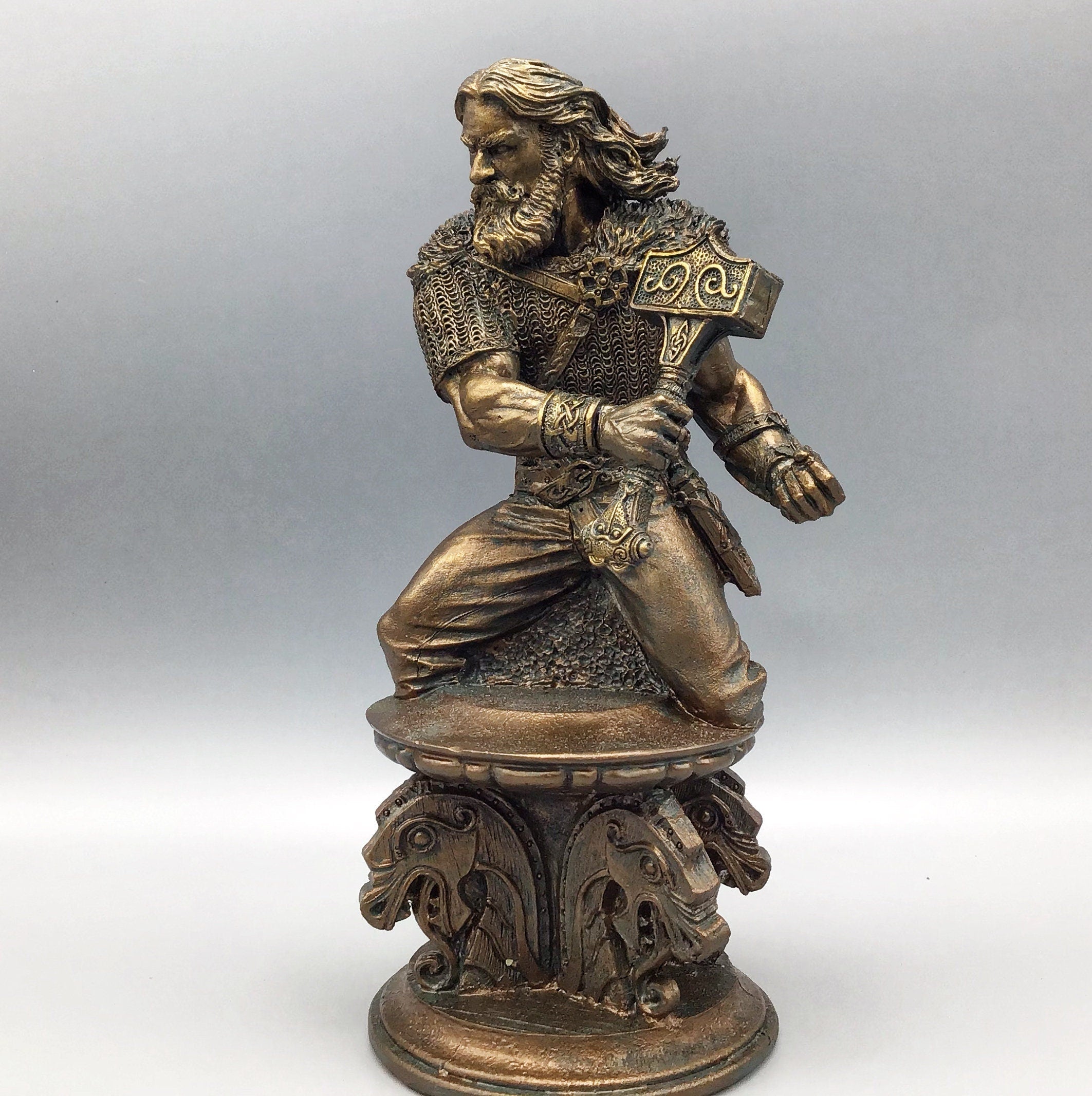Thor Bust, Hand Painted Resin Sculpture | Norse Mythology Figurine | Myths and Legends God of Thunder Statue, Fantasy Art Home Decor