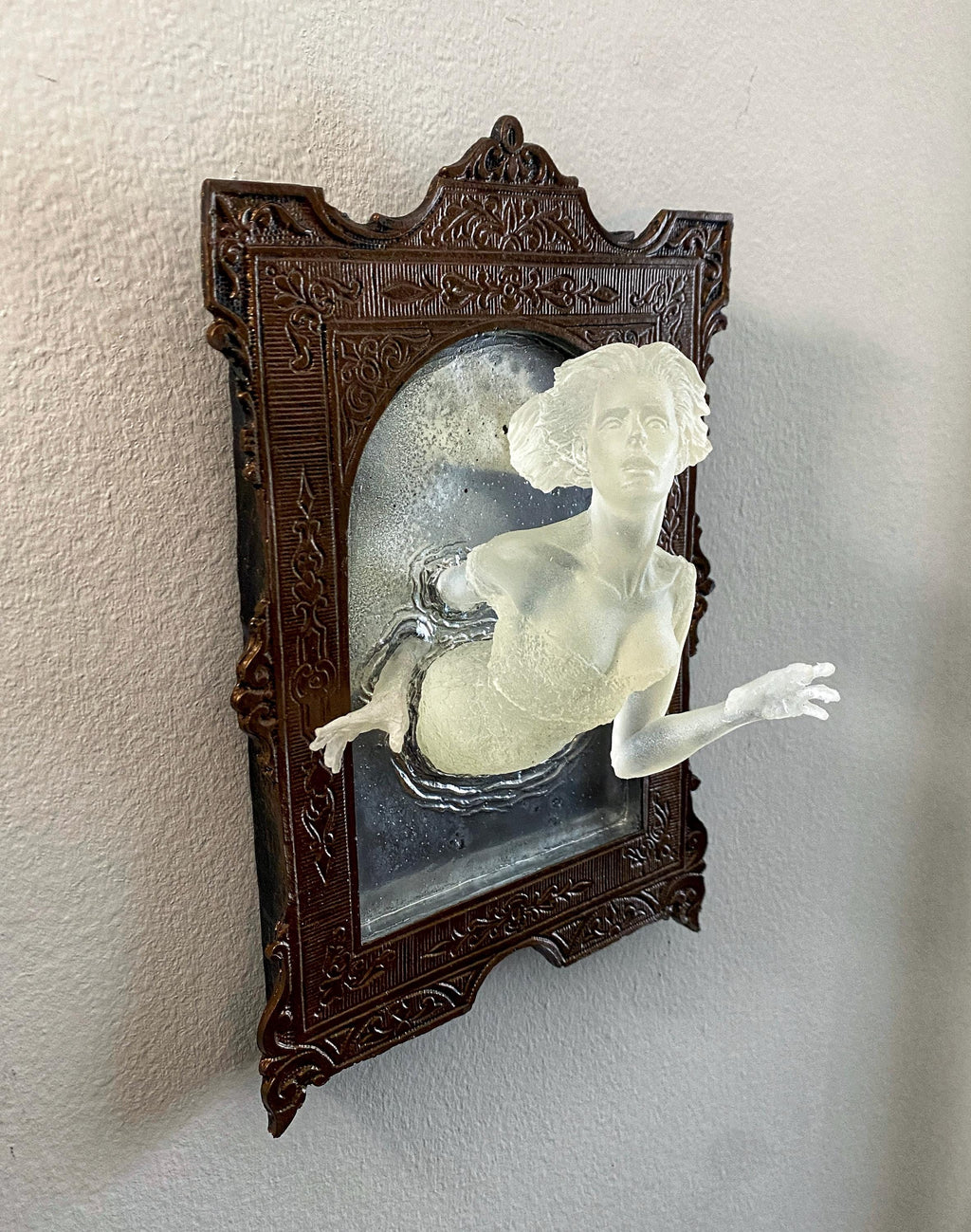 Ghost in the Mirror Wall Plaque, Glow in the Dark Resin | Victorian Gothic Haunted Wall Art |  Gift for Halloween and Spooky Home Decor