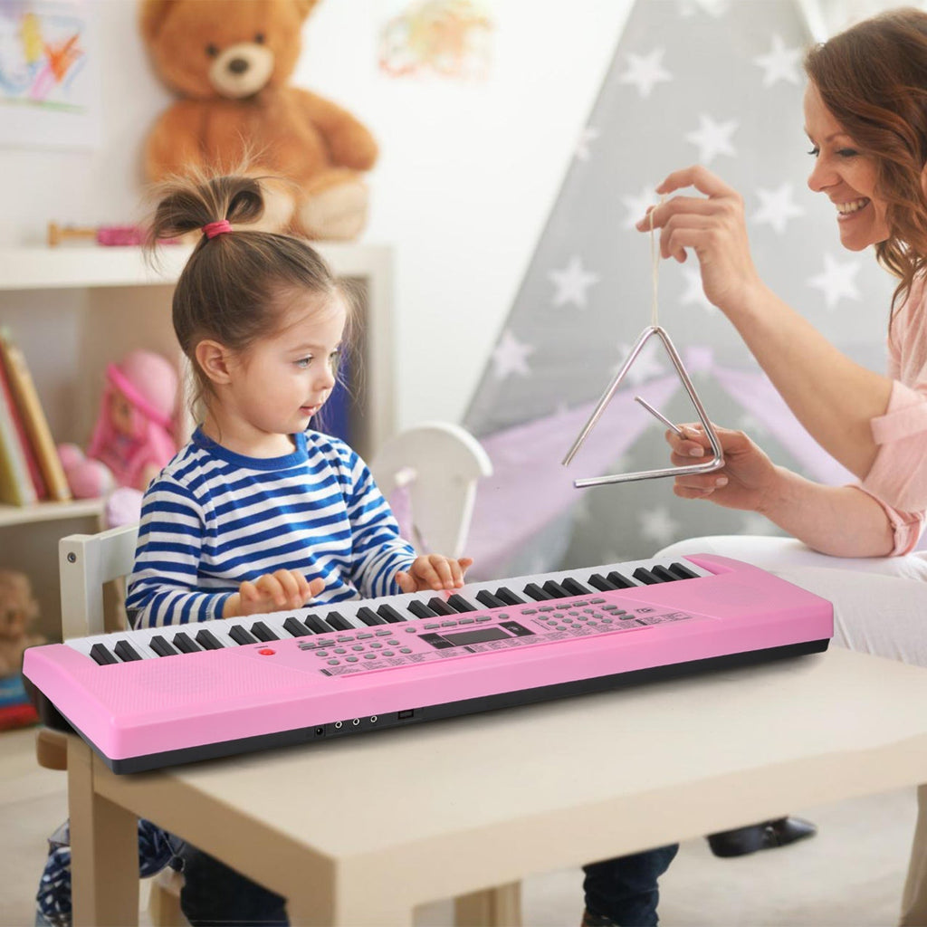 61 Keys Digital Music Keyboard Electric Piano Electronic Musical Instrument Kids Learning Keyboard with Stand Light Up Keys Microphone for 3-12 Year O