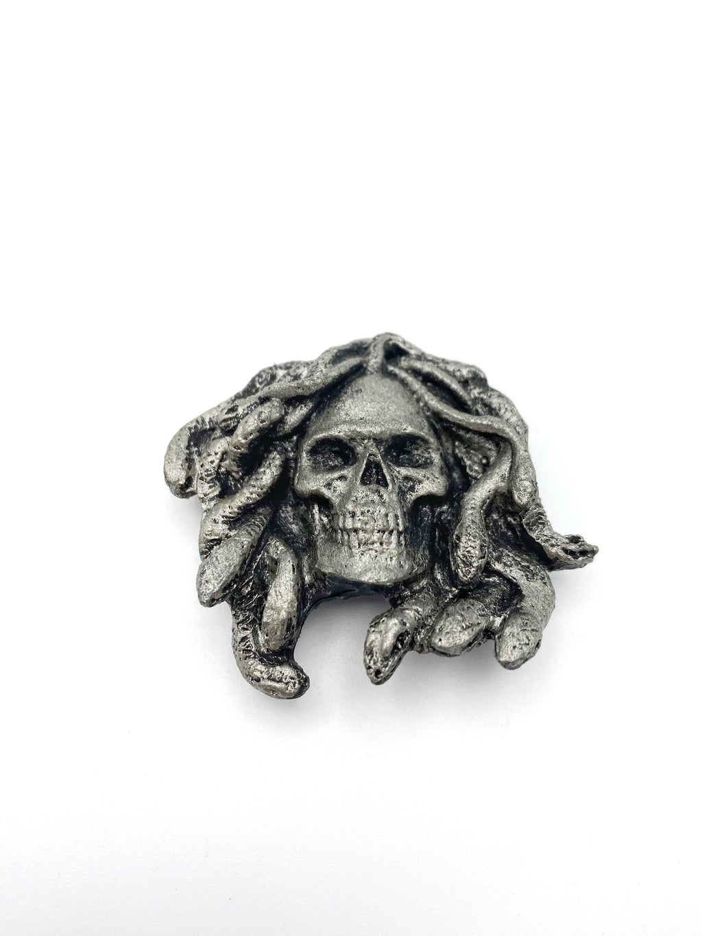 Medusa Skull Magnet, Hand Painted Resin Sculpture | Mythic Fantasy Decor | Medusa Skull Magnet for Fantasy and Gothic Decor