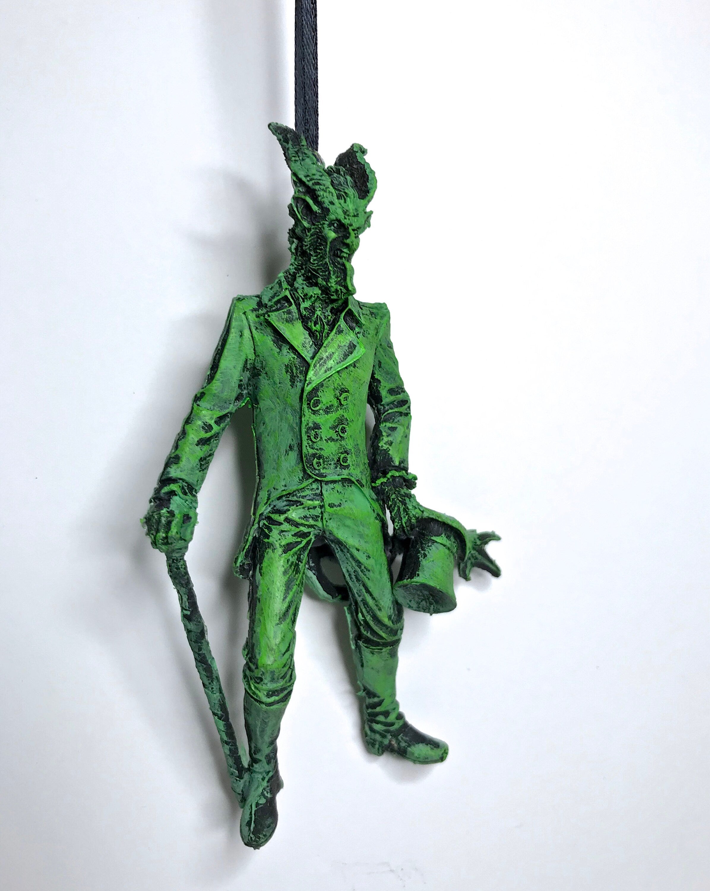 Gentleman Krampus Ornament, Hand Painted Resin Sculpture | Christmas Legend Figurine |Unique Dark Christmas Demon Ornament for Holiday Decor