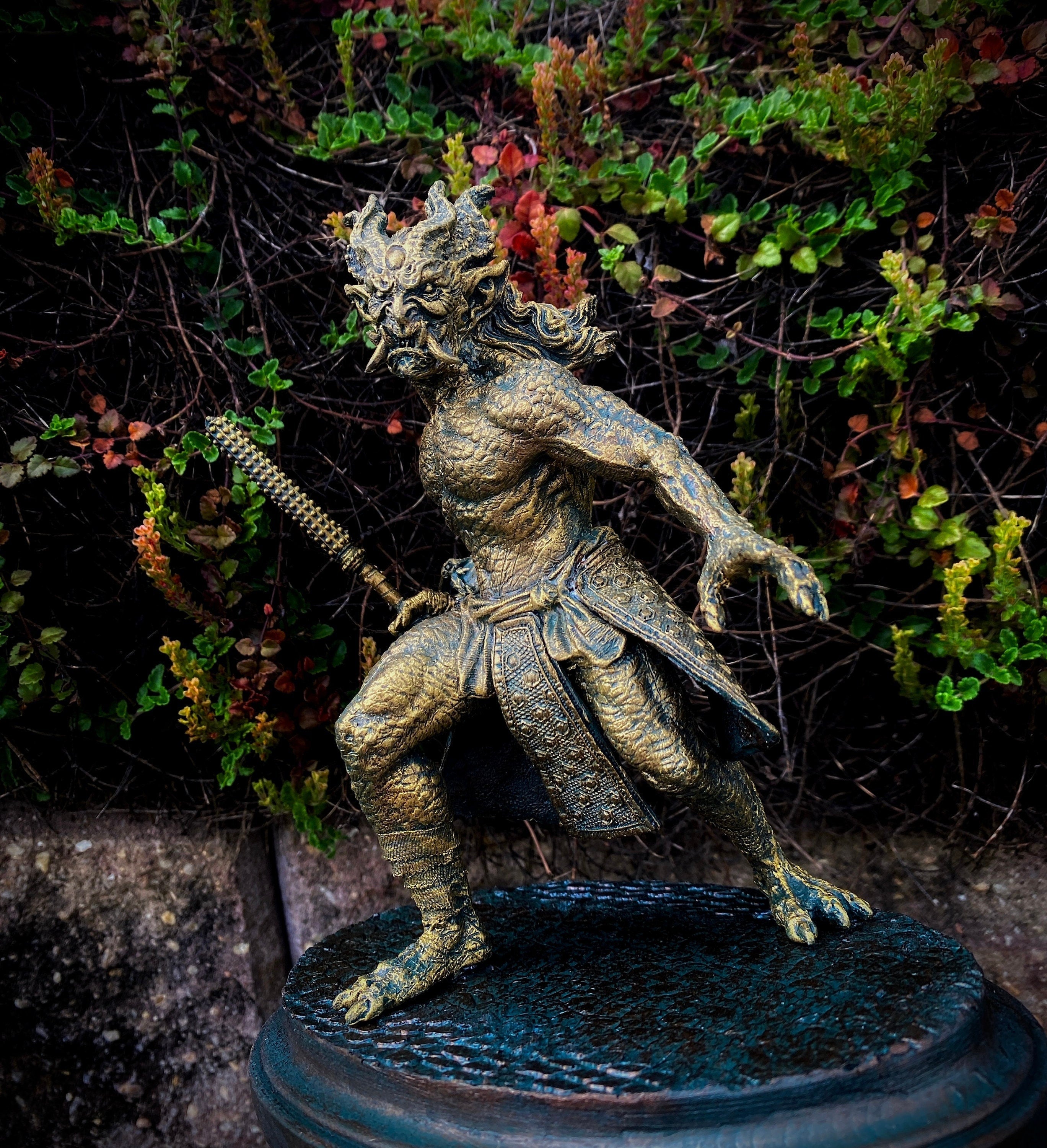 Oni Statue, Hand Painted Resin Sculpture | Mythical Creature Figurine | Unique Legendary Japanese Monster Figurine. Fantasy Art Gift