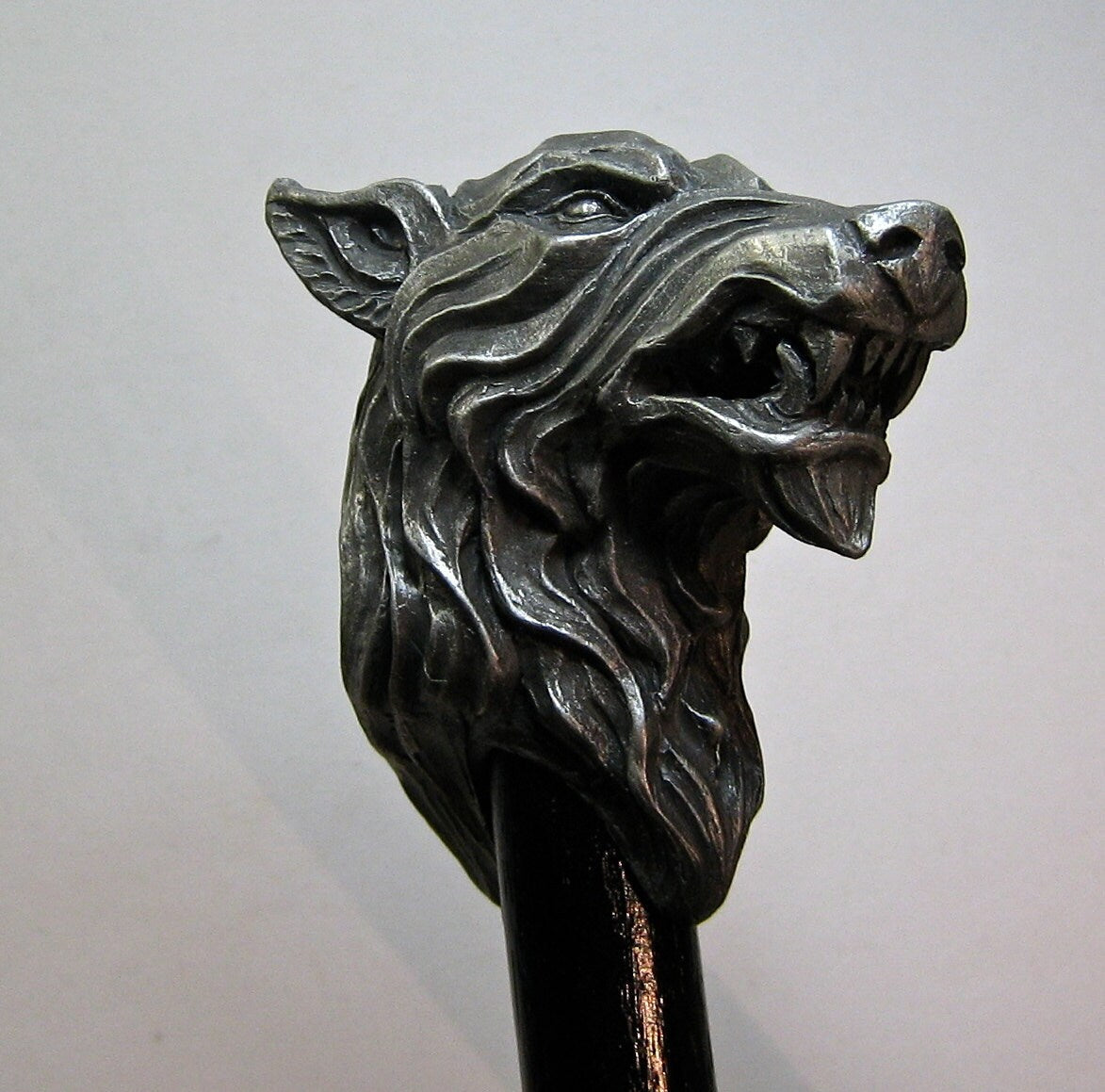 Wolf Head Cane, Hand Sculpted Walking Stick | Medieval Gothic Cane | Fantasy Cosplay Direwolf Cane, Gothic Accessory