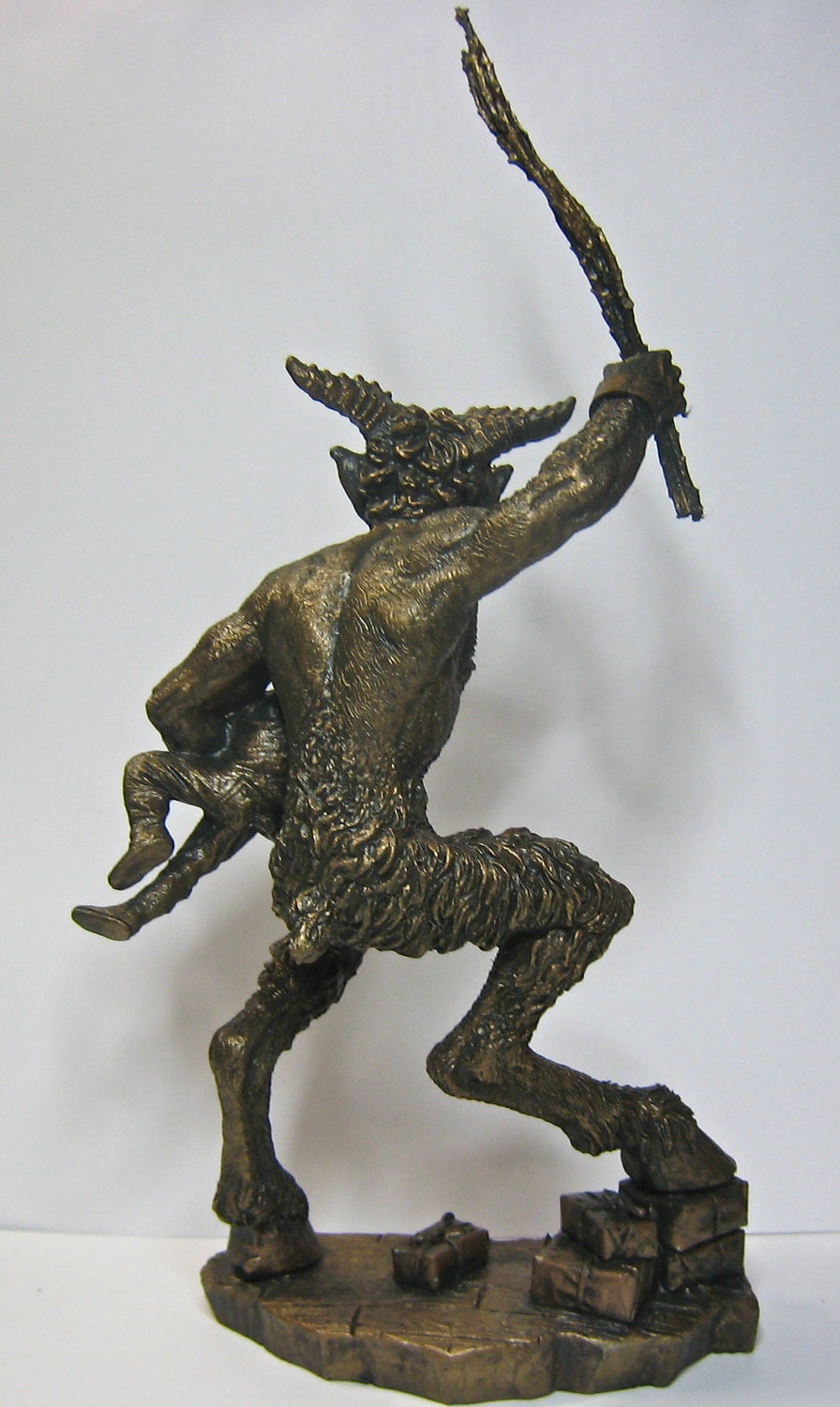 Krampus II Statue, Hand Painted Resin Bronze Finish | Mythical Creature Figurine | Unique Dark Christmas Demon, Gothic Folklore Decor