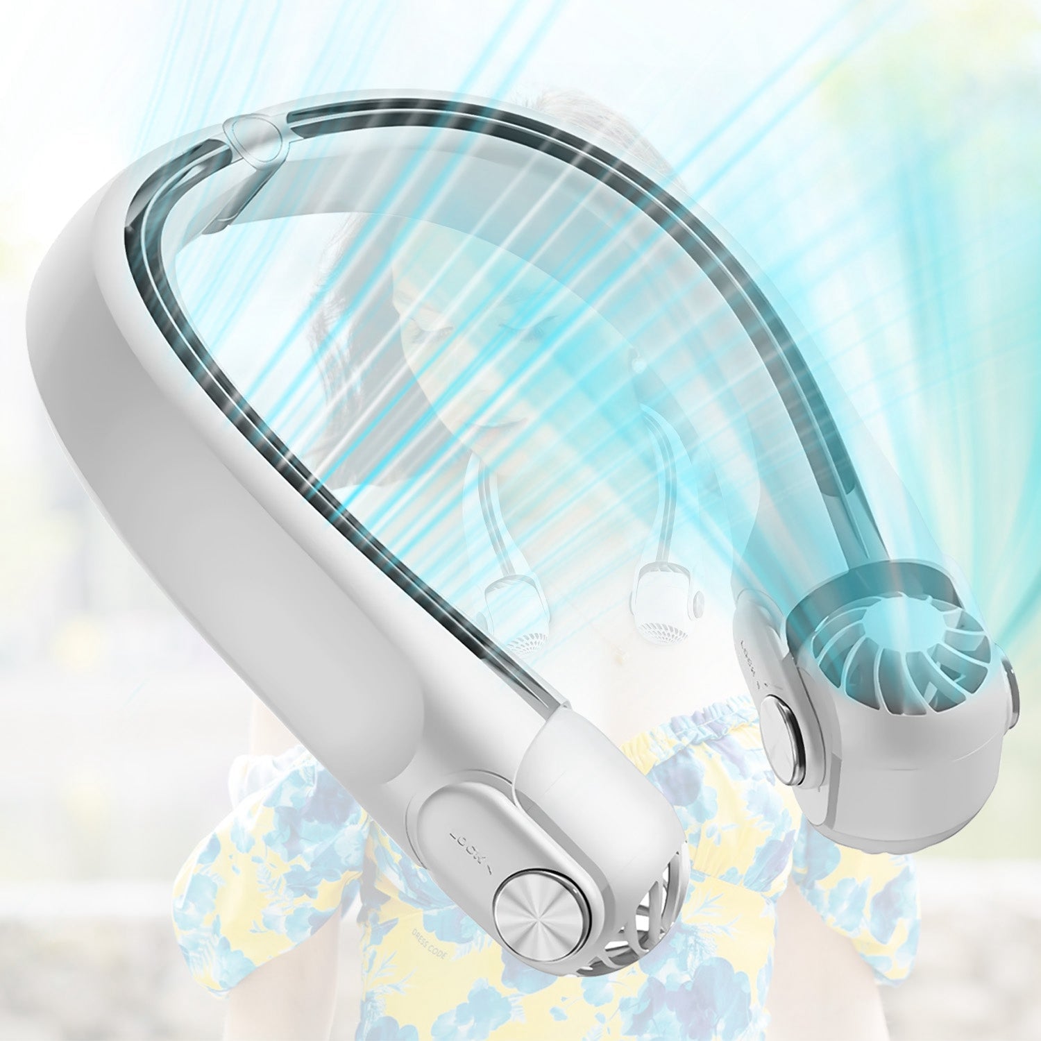 Portable Neck Hanging Fan Hands-free Cooling Personal Fan with 3 Speeds 360¼Air Flow Adjustable Neck Width for Home Office Travel Dormitory