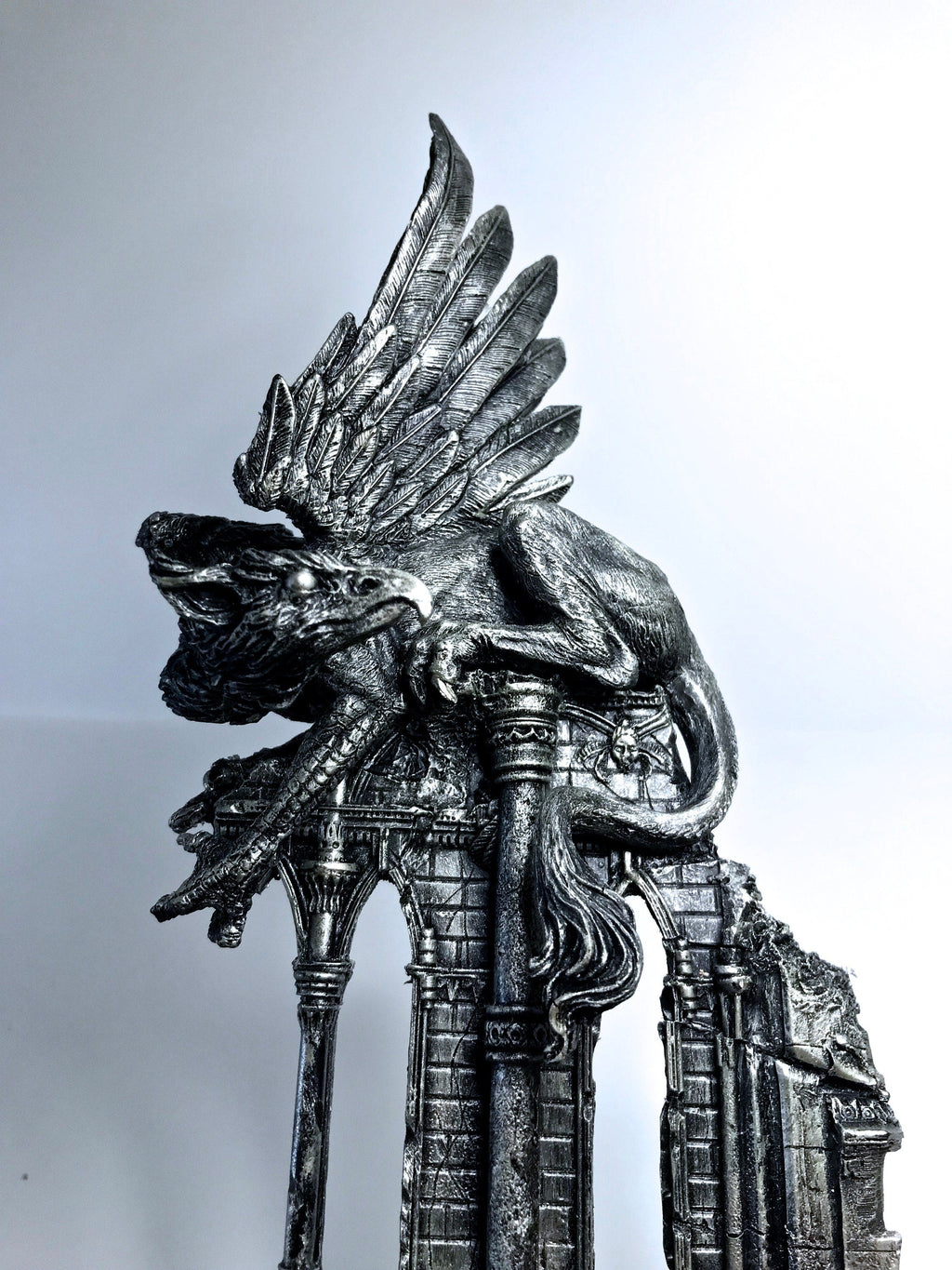 Griffin Statue, Hand Painted Resin Sculpture | Mythical Creature Figurine | Unique Legendary Guardian Spirit Figurine. Fantasy Art Decor