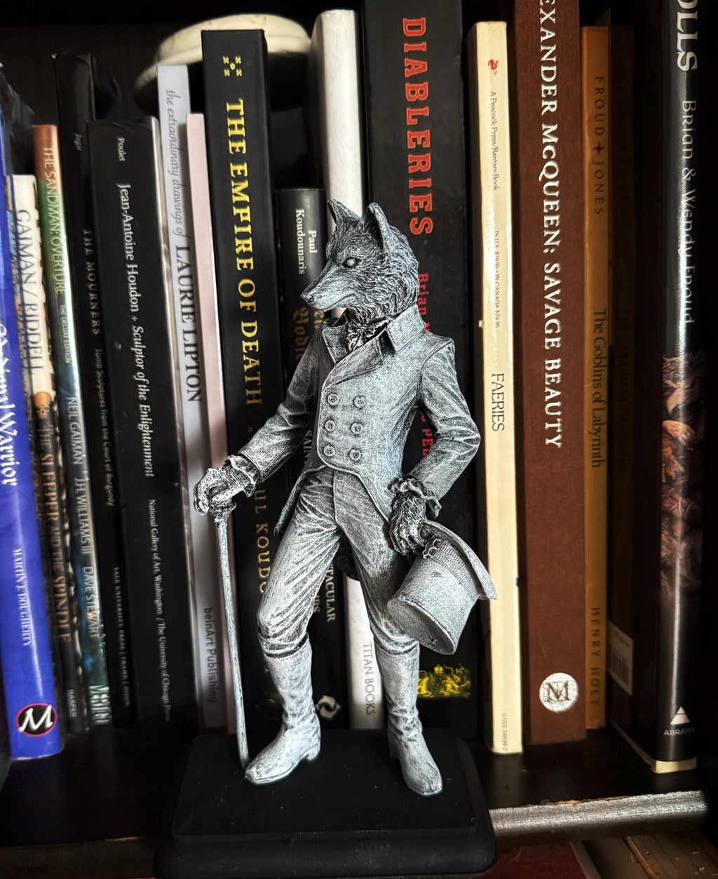 Gentleman Wolf Statue, Hand Painted Resin Sculpture | Mythical Creature Figurine | Unique Fairy Tale Werewolf Figurine. Fantasy Art Decor