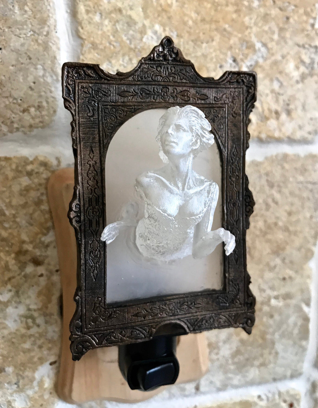 Ghost in the Mirror Nightlight, Hand Painted Resin Sculpture | Victorian Gothic Night Light |  Ghost Lighting for Gothic Spooky Home Decor