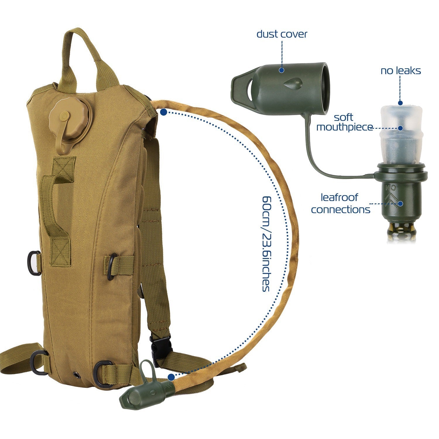 iMounTEK Tactical Hydration Pack 3L Water Bladder Adjustable Water Drink Backpack for Hiking Cycling Climbing Running