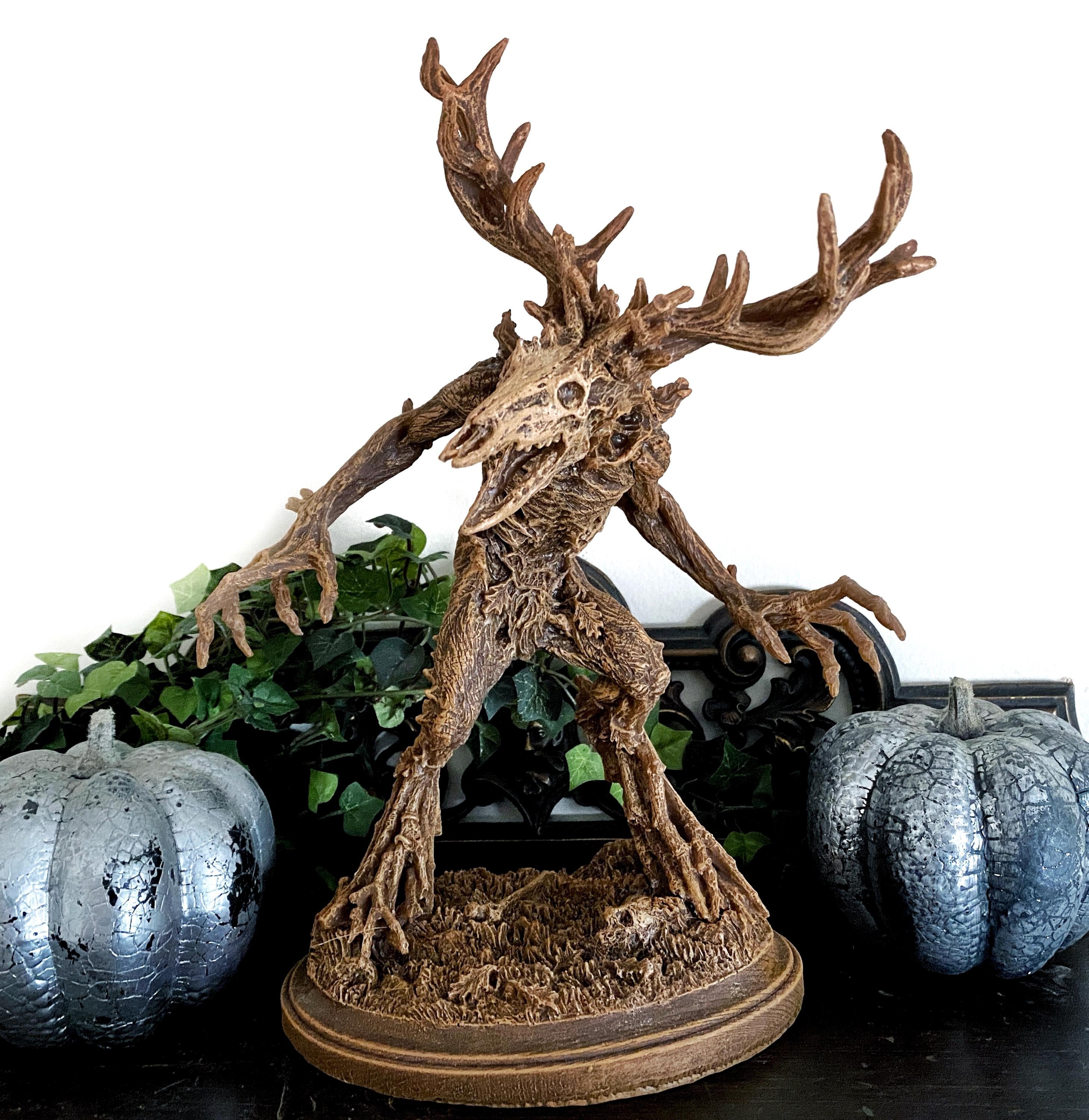 Leshen/ Wendigo Statue, Hand Painted Resin Sculpture | Mythical Creature Figurine | Folklore Legendary Wendigo Figurine. Fantasy Art Decor