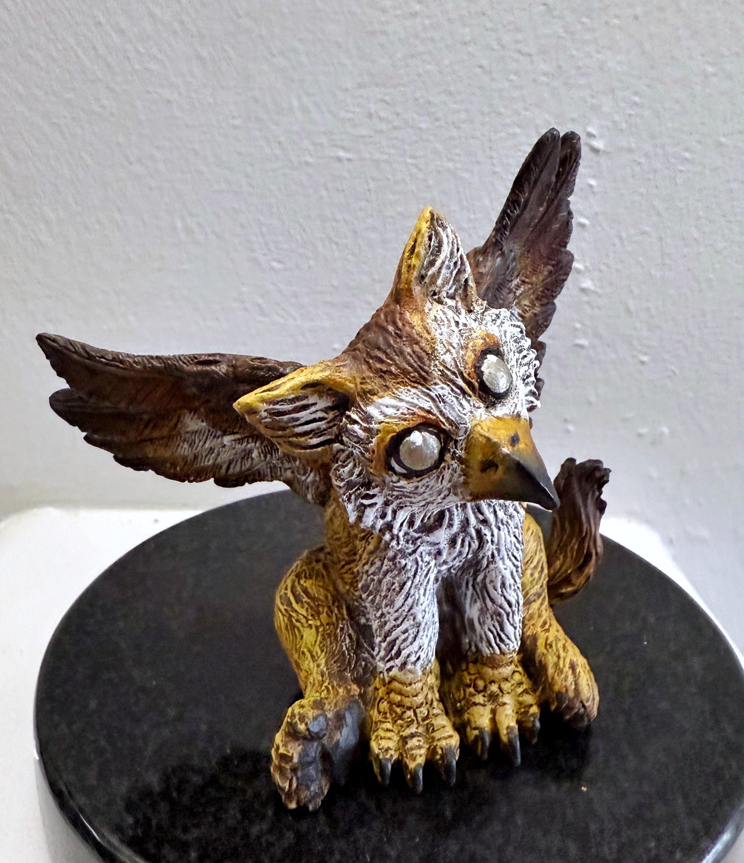 Baby Griffin Statue, Full Color Resin Sculpture | Mythical Creature Figurine | Unique Legendary Baby Griffin Figurine. Fantasy Art Gift
